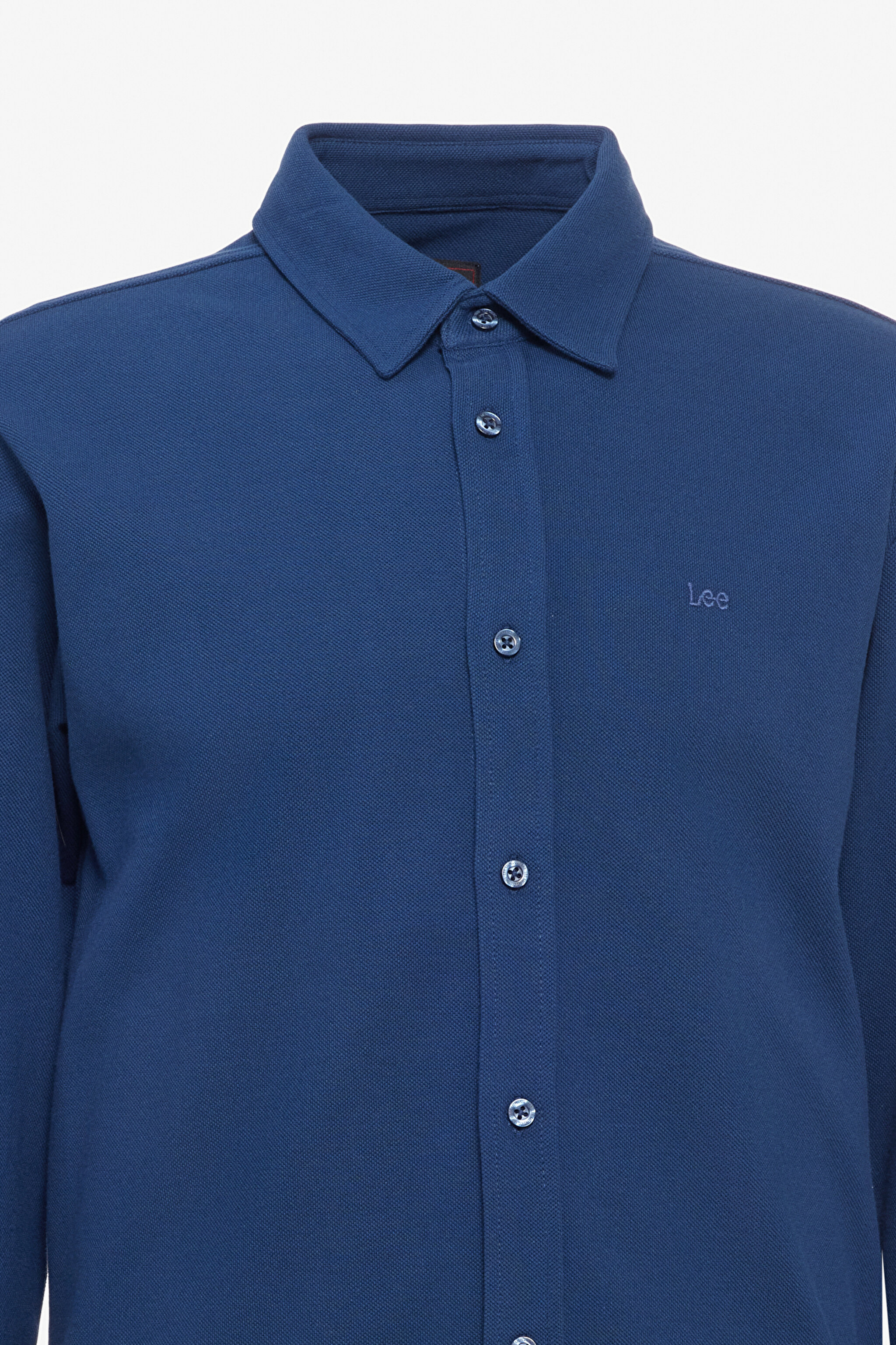 Regular Fit Normal Kesim %100 Pamuk İndigo Gömlek - İndigo-L241567TF (görsel 3)