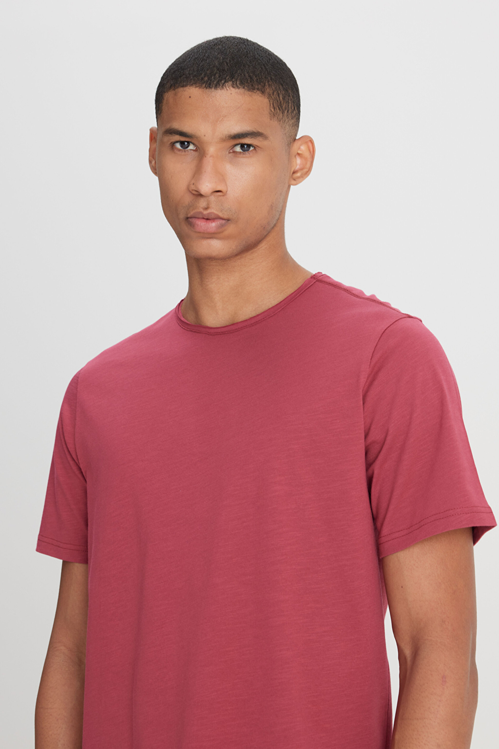 Regular Fit Normal Kesim Bisiklet Yaka %100 Pamuk Gül Kurusu Tişört - Intuition Grey-L241570A11 (görsel 4)