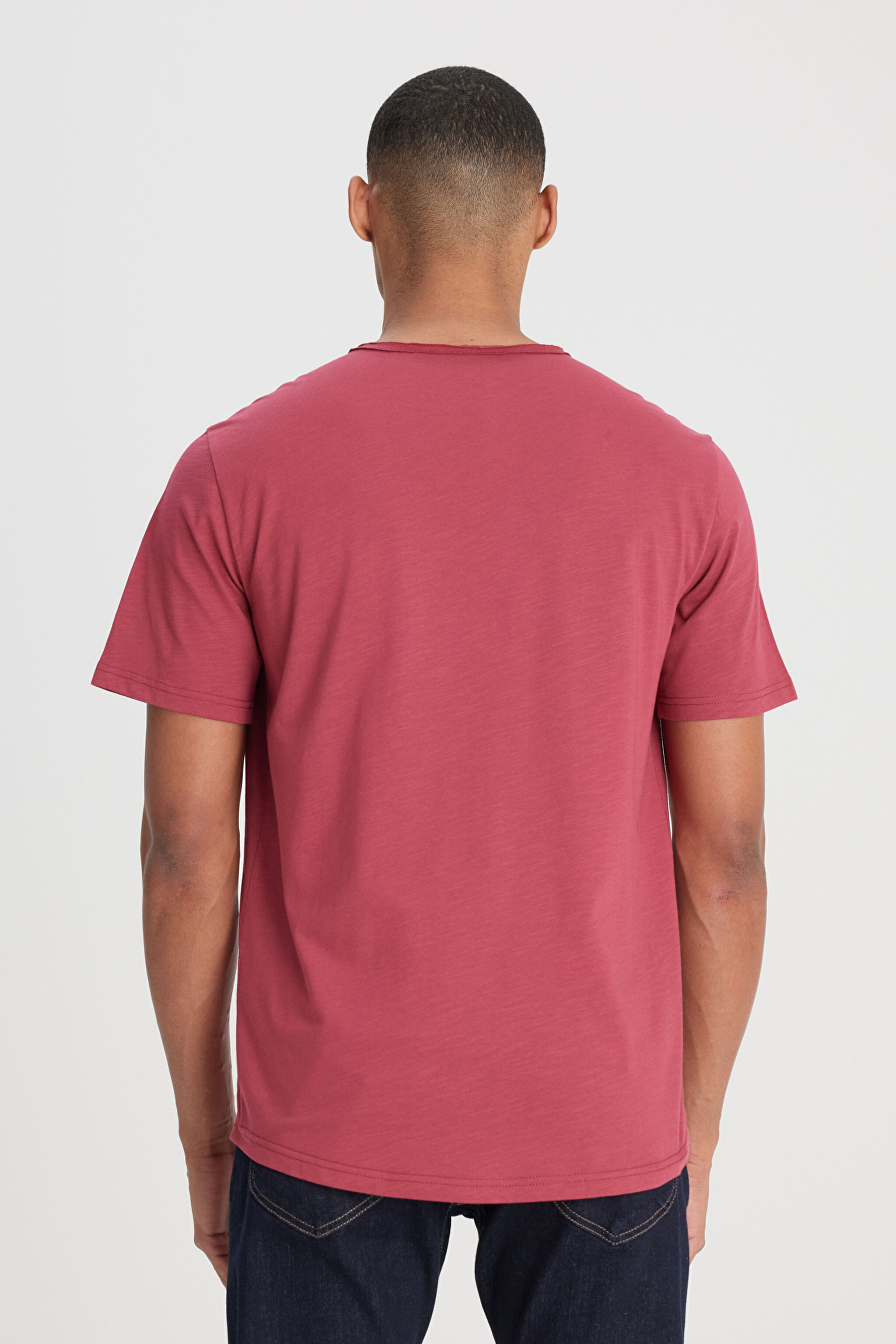 Regular Fit Normal Kesim Bisiklet Yaka %100 Pamuk Gül Kurusu Tişört - Intuition Grey-L241570A11 (görsel 5)