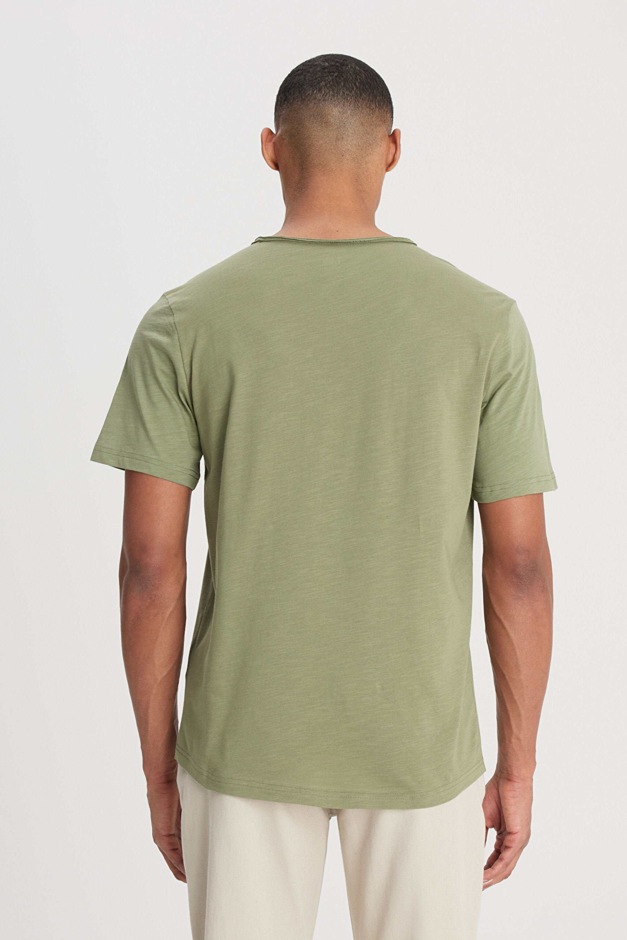 Regular Fit Normal Kesim Bisiklet Yaka %100 Pamuk Zeytin Yeşili Tişört - Olive Grove-L241570A61 (görsel 5)