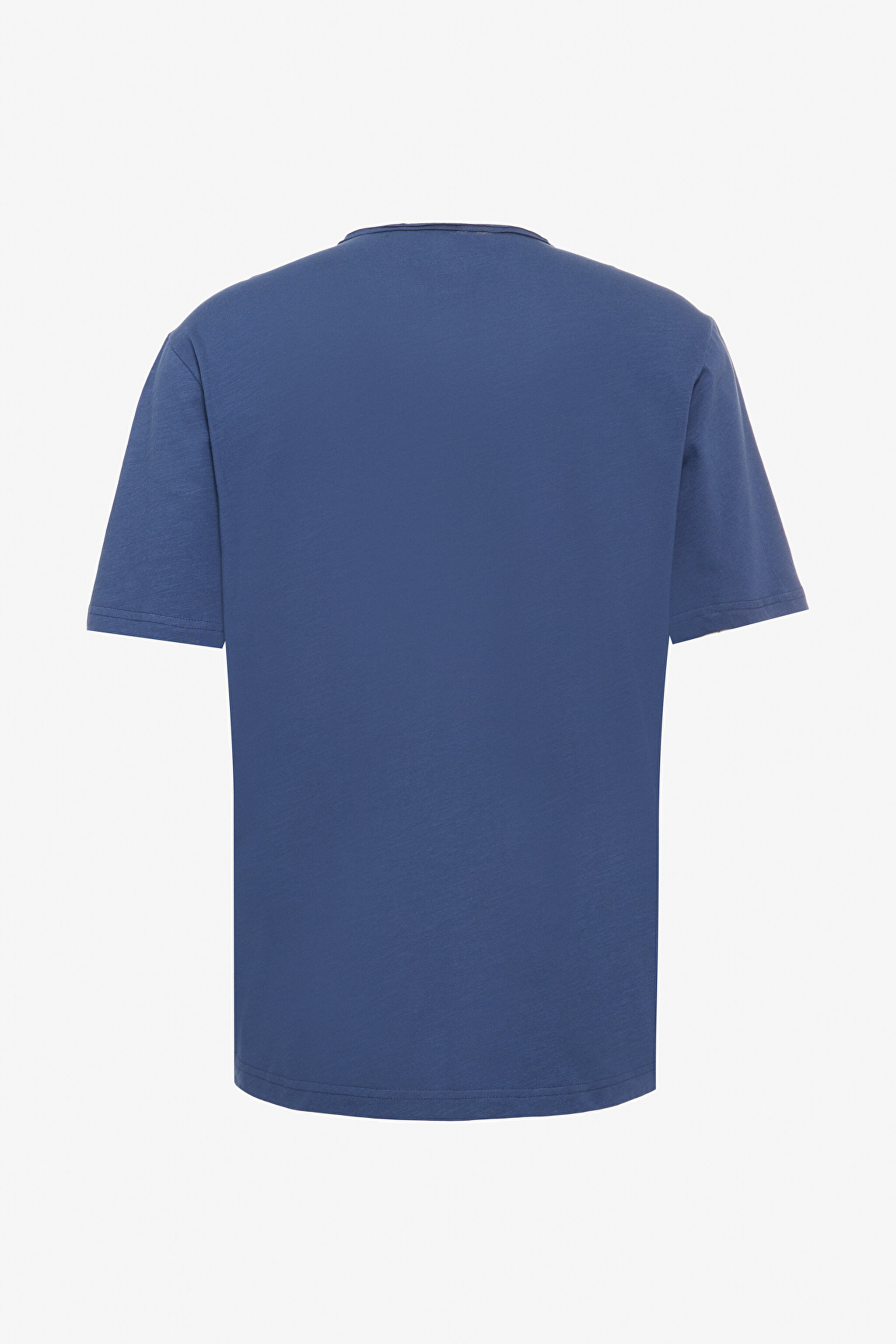 Regular Fit Normal Kesim Bisiklet Yaka %100 Pamuk Lacivert Tişört - İndigo-L241570TF (görsel 7)
