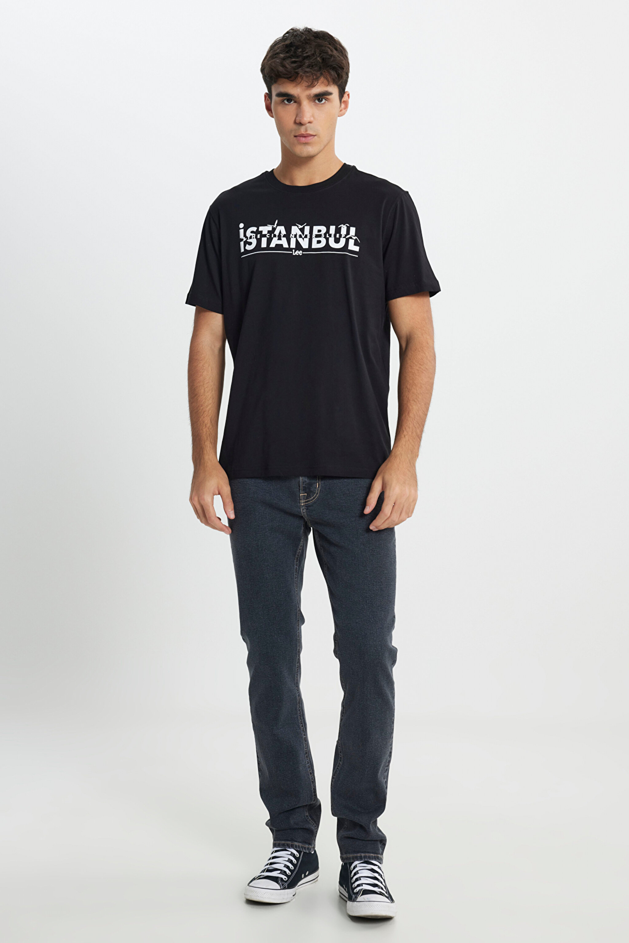 Regular Fit Normal Kesim Bisiklet Yaka %100 Pamuk Siyah Tişört - Black-L241576001 (görsel 2)