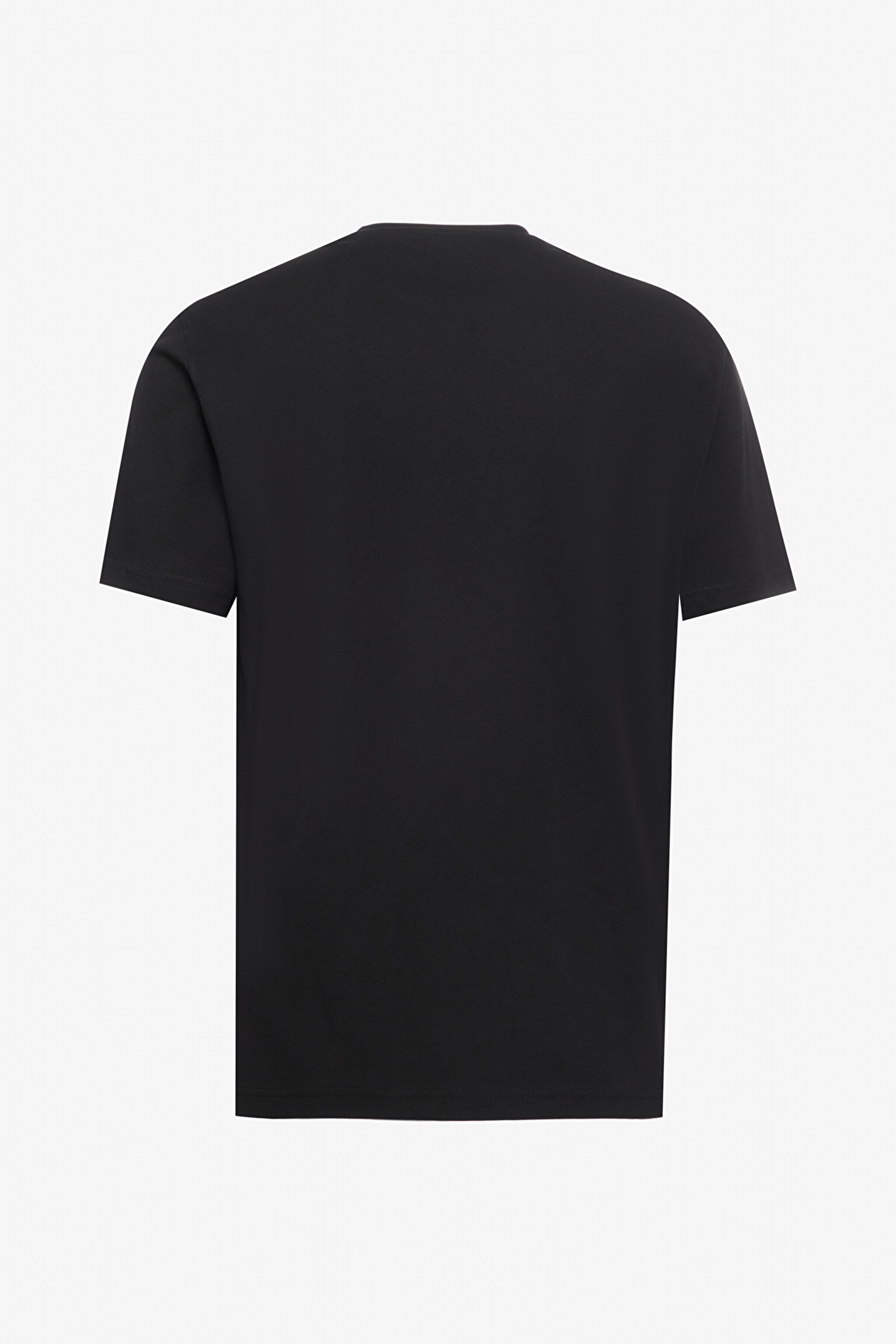 Regular Fit Normal Kesim Bisiklet Yaka %100 Pamuk Siyah Tişört - Black-L241576001 (görsel 8)