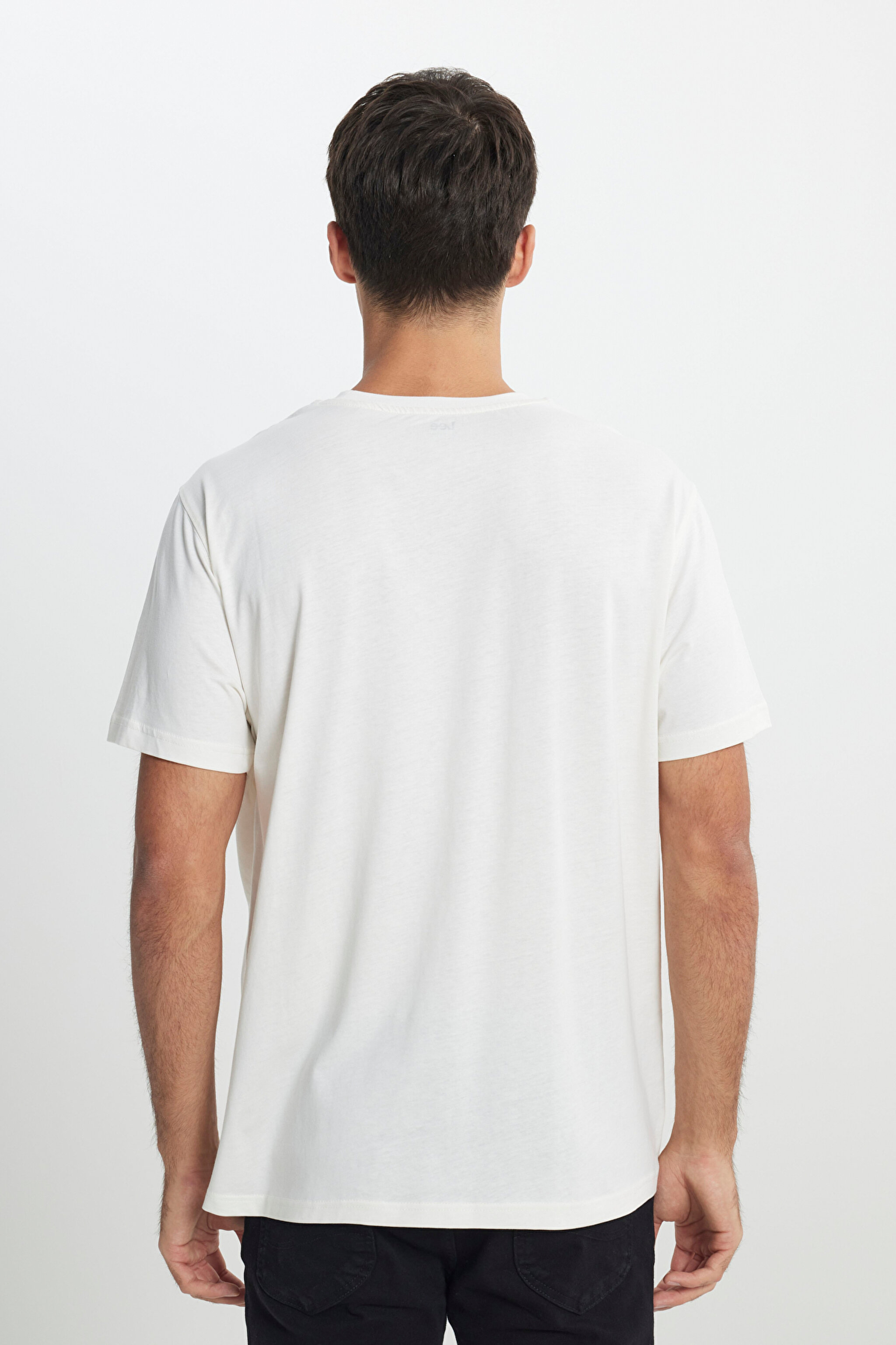 Regular Fit Normal Kesim Bisiklet Yaka %100 Pamuk Beyaz Tişört - White-L241576100 (görsel 4)