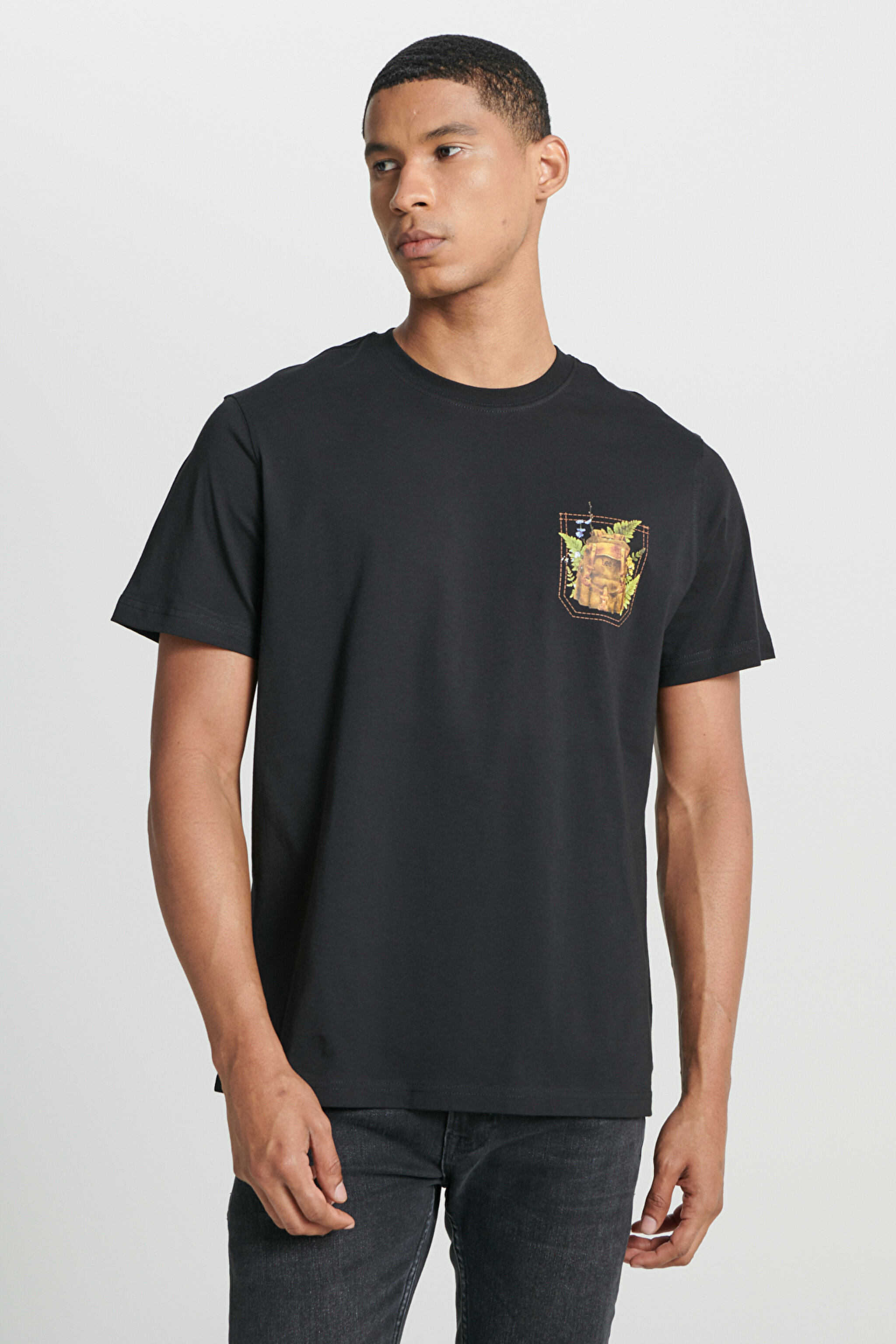 Regular Fit Normal Kesim Bisiklet Yaka %100 Pamuk Siyah Tişört - Black-L241578001 (görsel 2)