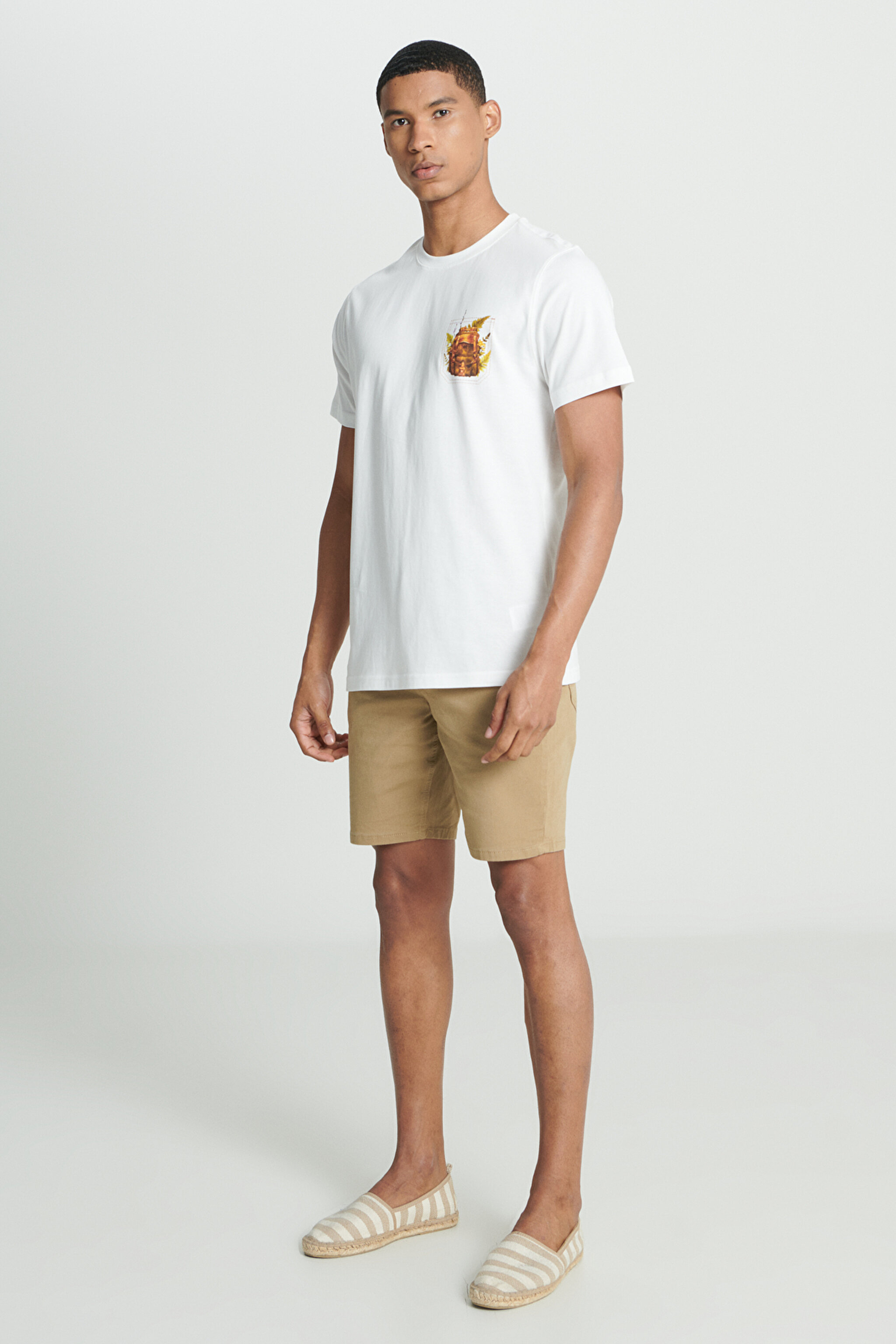 Regular Fit Normal Kesim Bisiklet Yaka %100 Pamuk Beyaz Tişört - White-L241578100 (görsel 4)