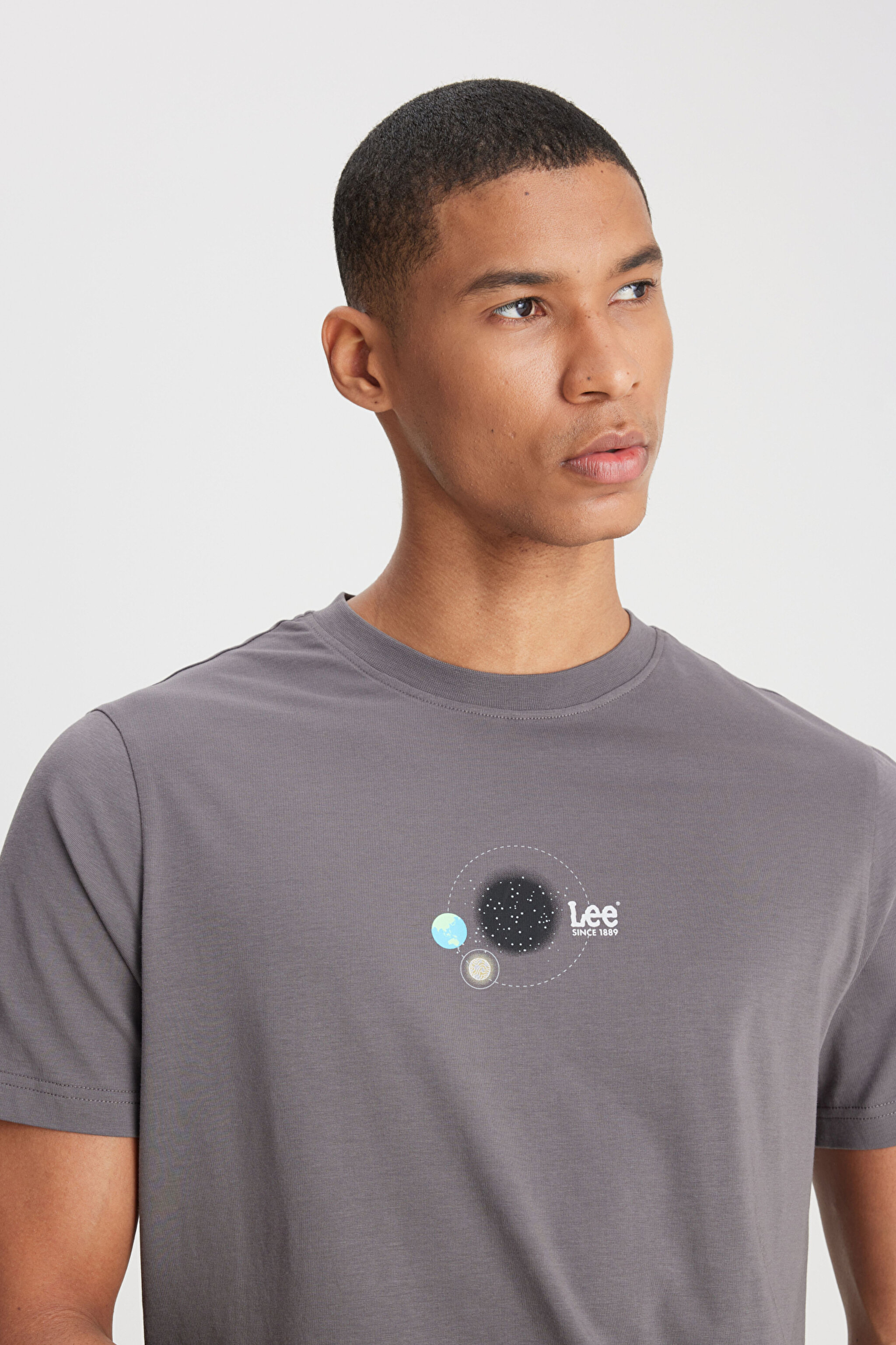 Regular Fit Normal Kesim Bisiklet Yaka %100 Pamuk Antrasit Tişört - Anthracite-L241579003 (görsel 3)