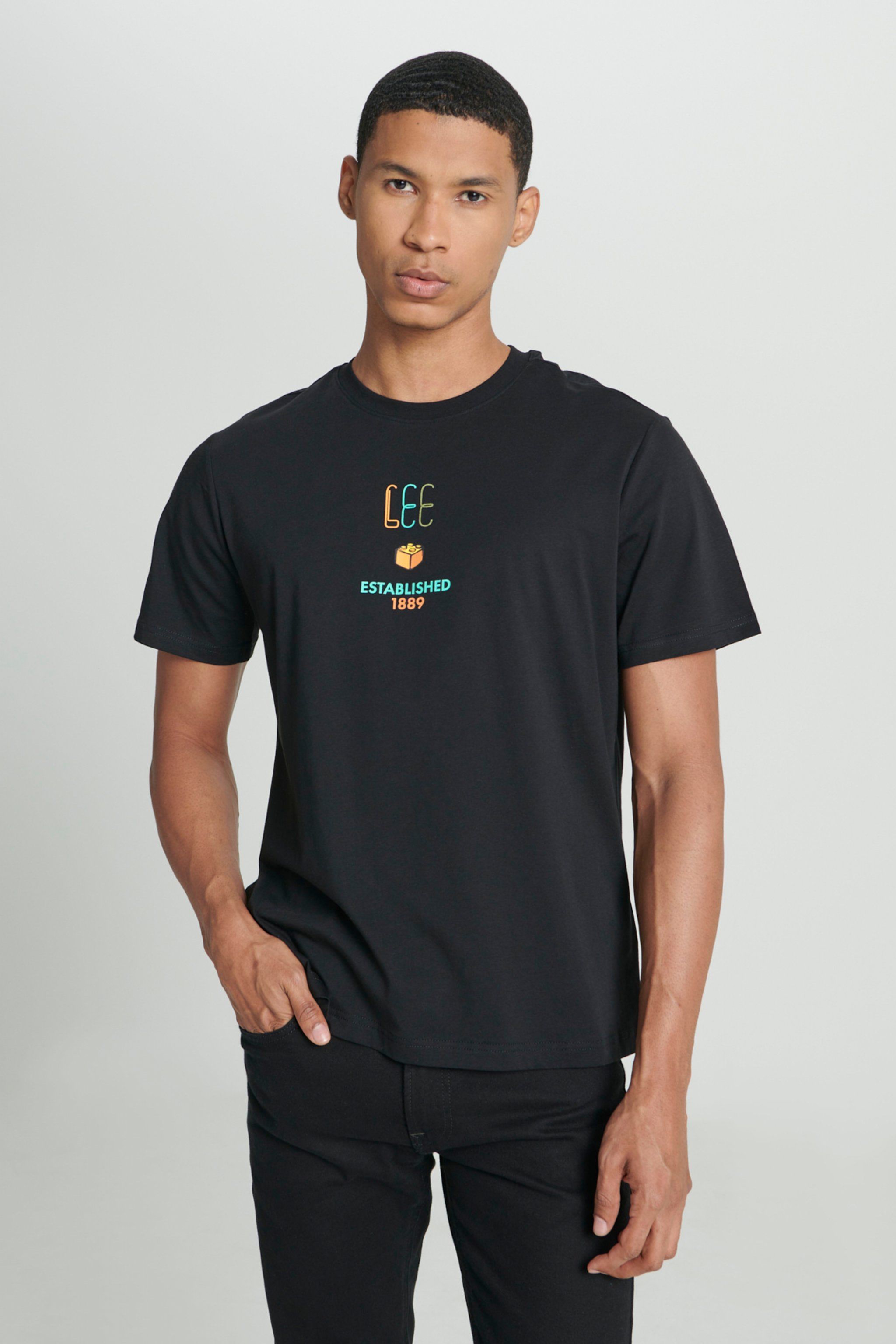 Regular Fit Normal Kesim Bisiklet Yaka %100 Pamuk Siyah Tişört - Black-L241580001 (görsel 2)
