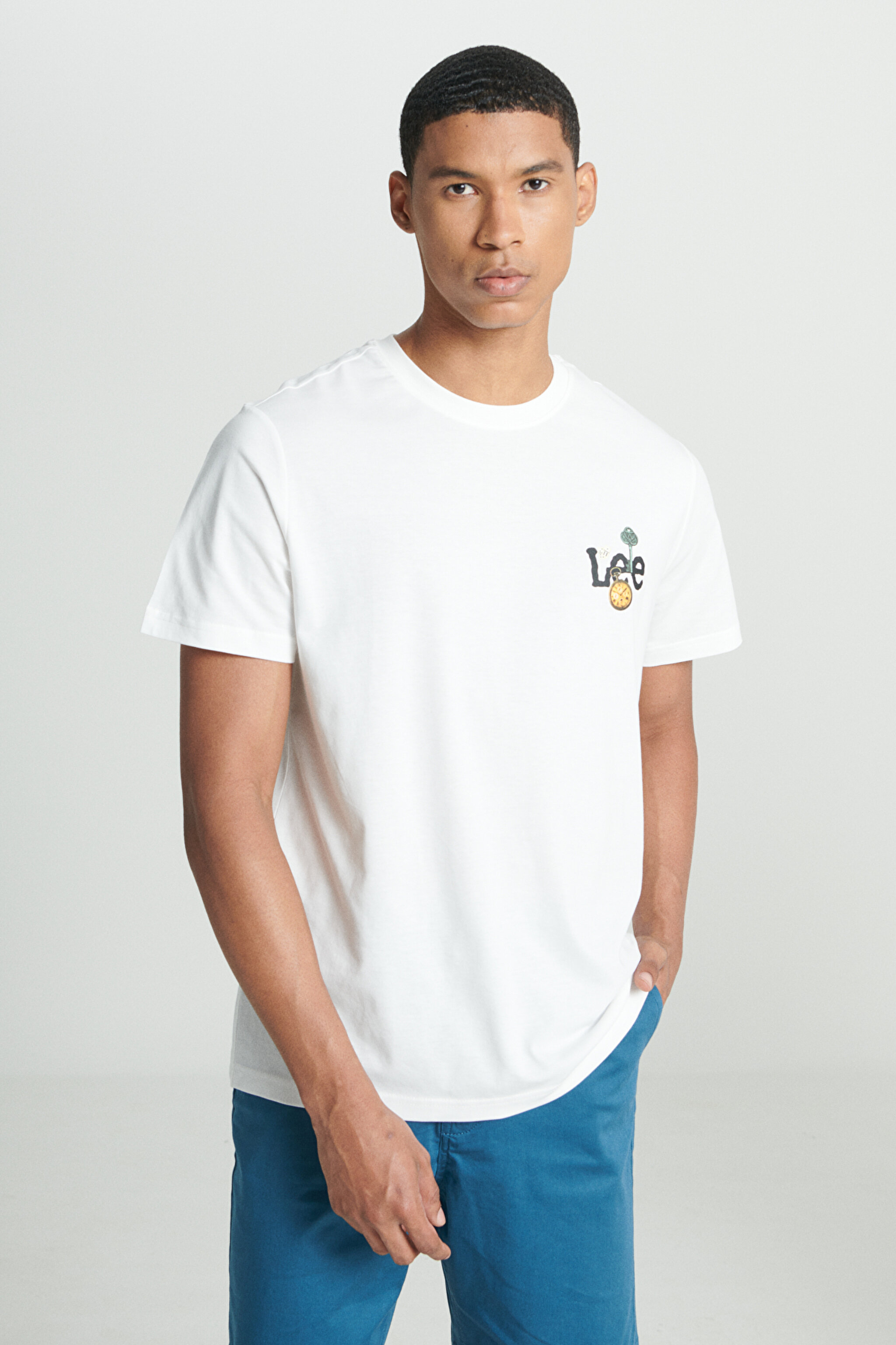 Regular Fit Normal Kesim Bisiklet Yaka %100 Pamuk Kırık Beyaz Tişört - Off White-L241582102 (görsel 2)