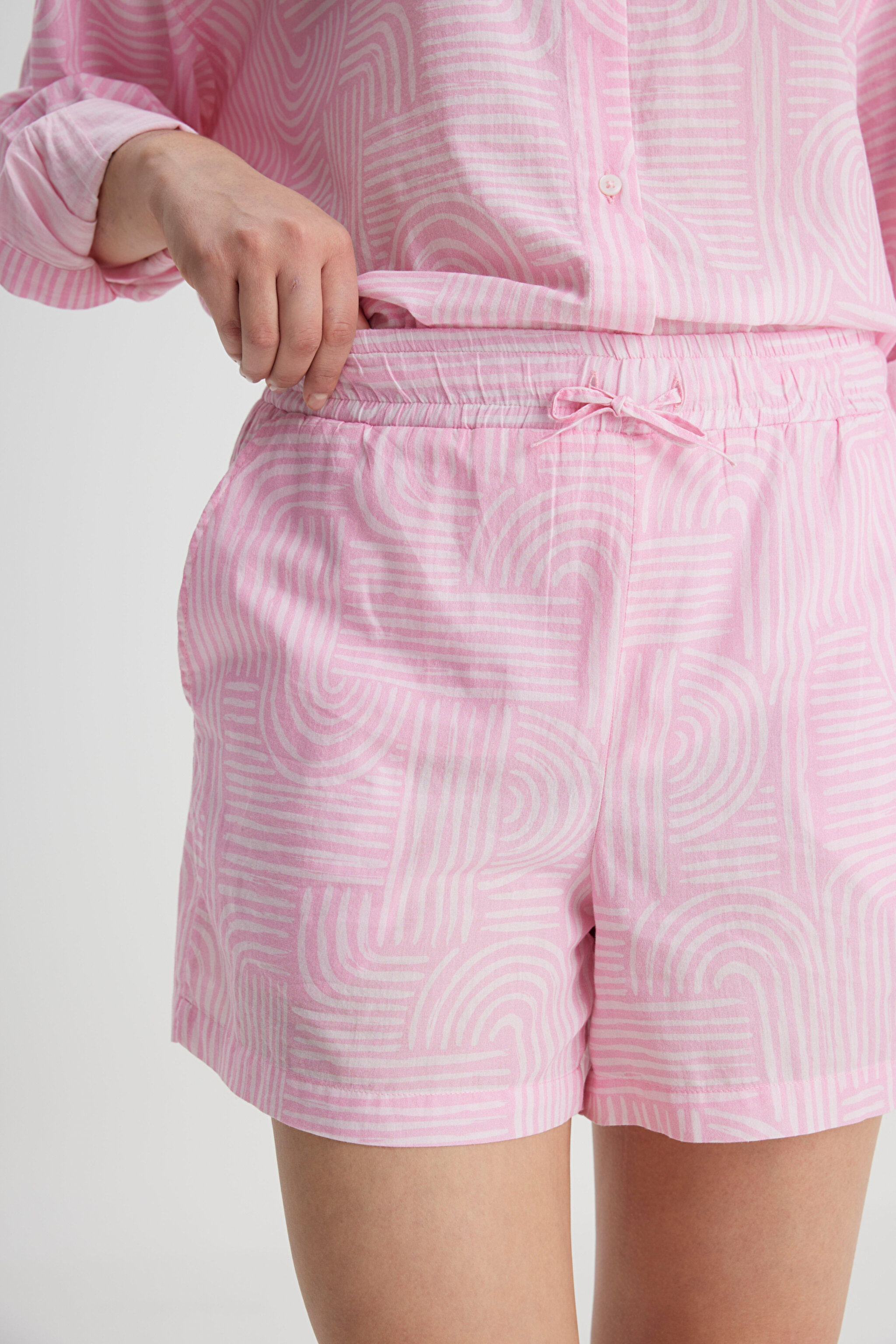 Loose Fit Rahat Kesim Normal Bel %100 Pamuk Pembe Şort - Pink-L241625611 (görsel 3)