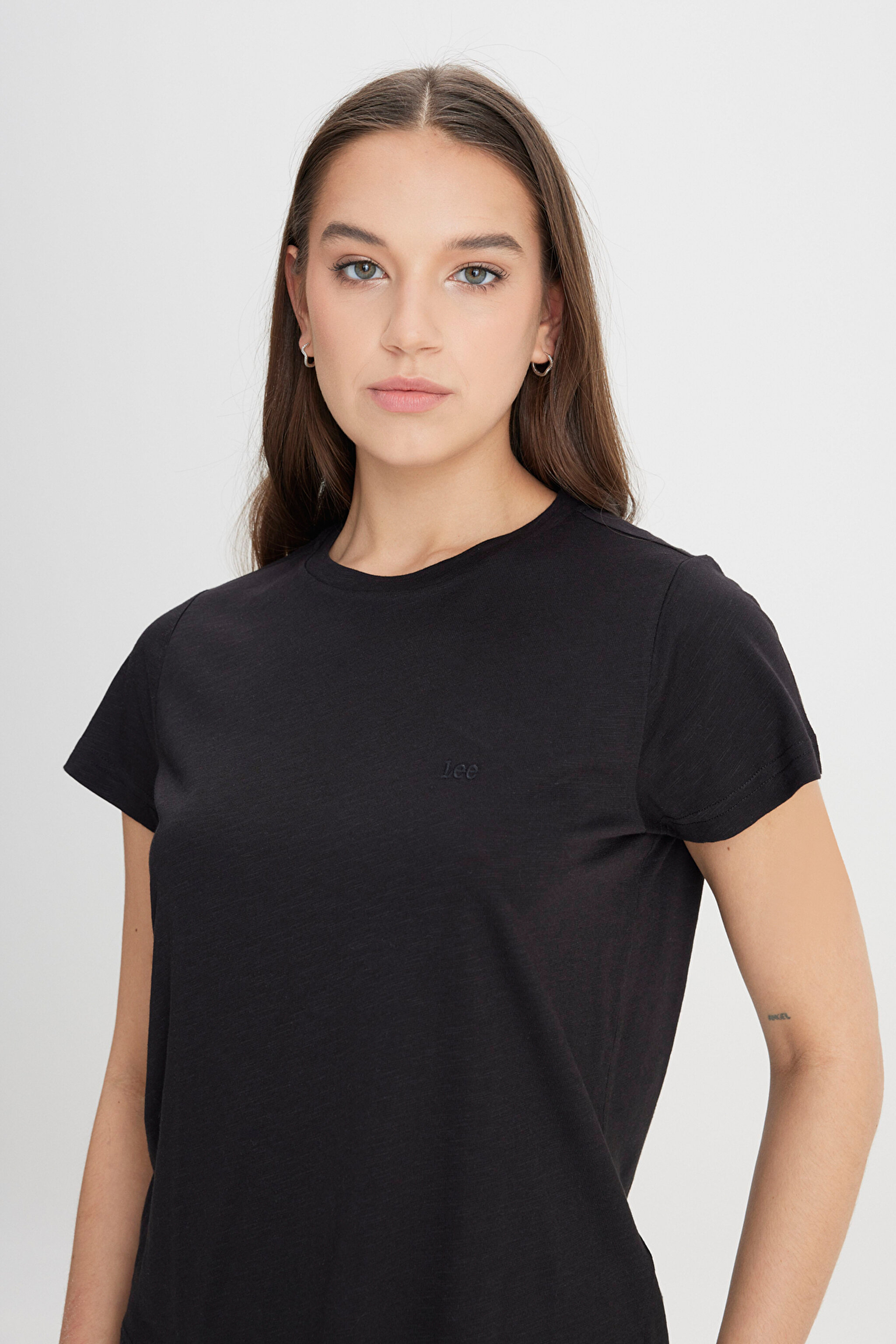 Regular Fit Normal Kesim Bisiklet Yaka Siyah Tişört - Black-L24164401 (görsel 4)