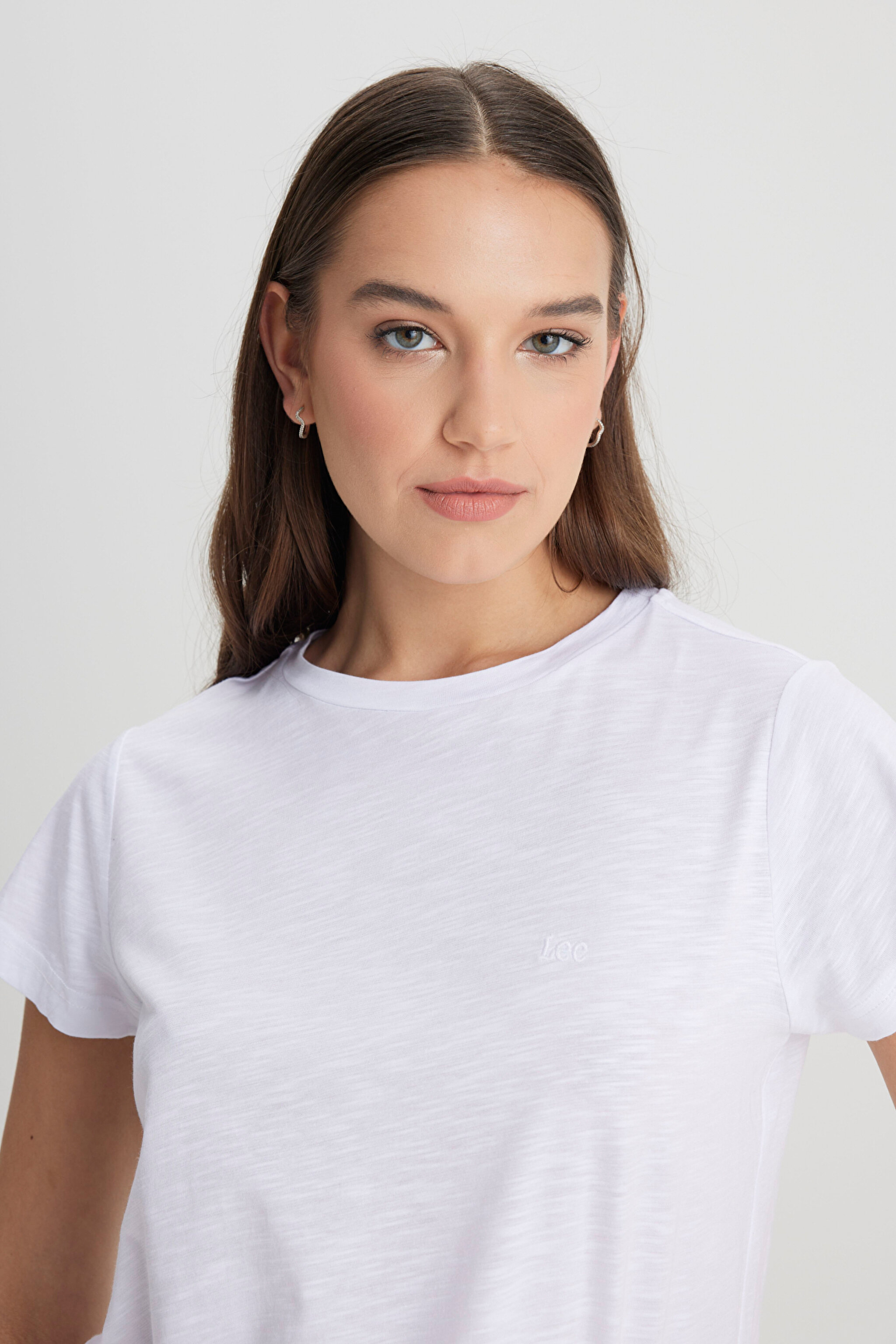 Regular Fit Normal Kesim Bisiklet Yaka Beyaz Tişört - Bright White-L241644LJ (görsel 2)