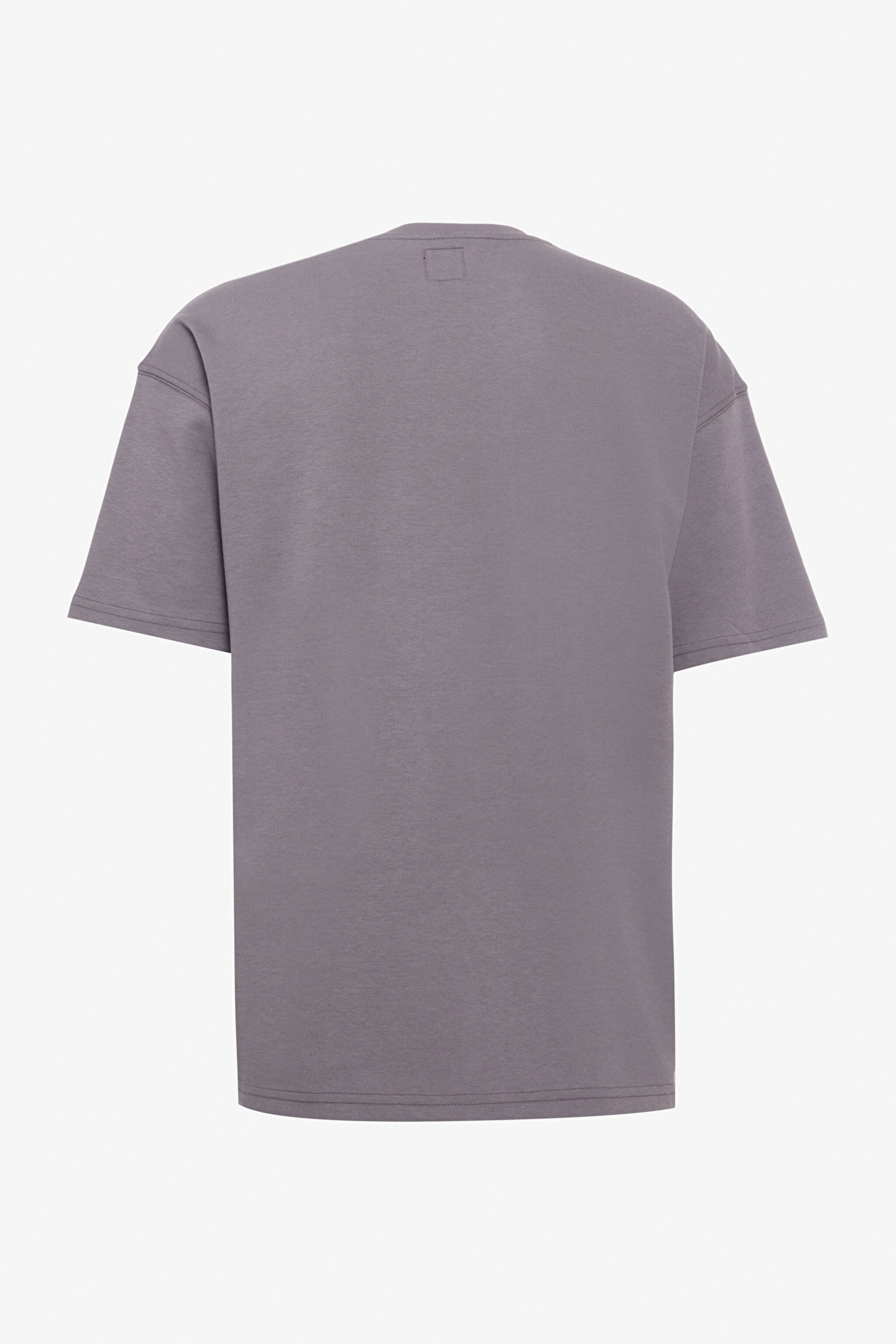 Loose Fit Rahat Kesim Bisiklet Yaka Siyah Tişört - Anthracite-L241669003 (görsel 8)