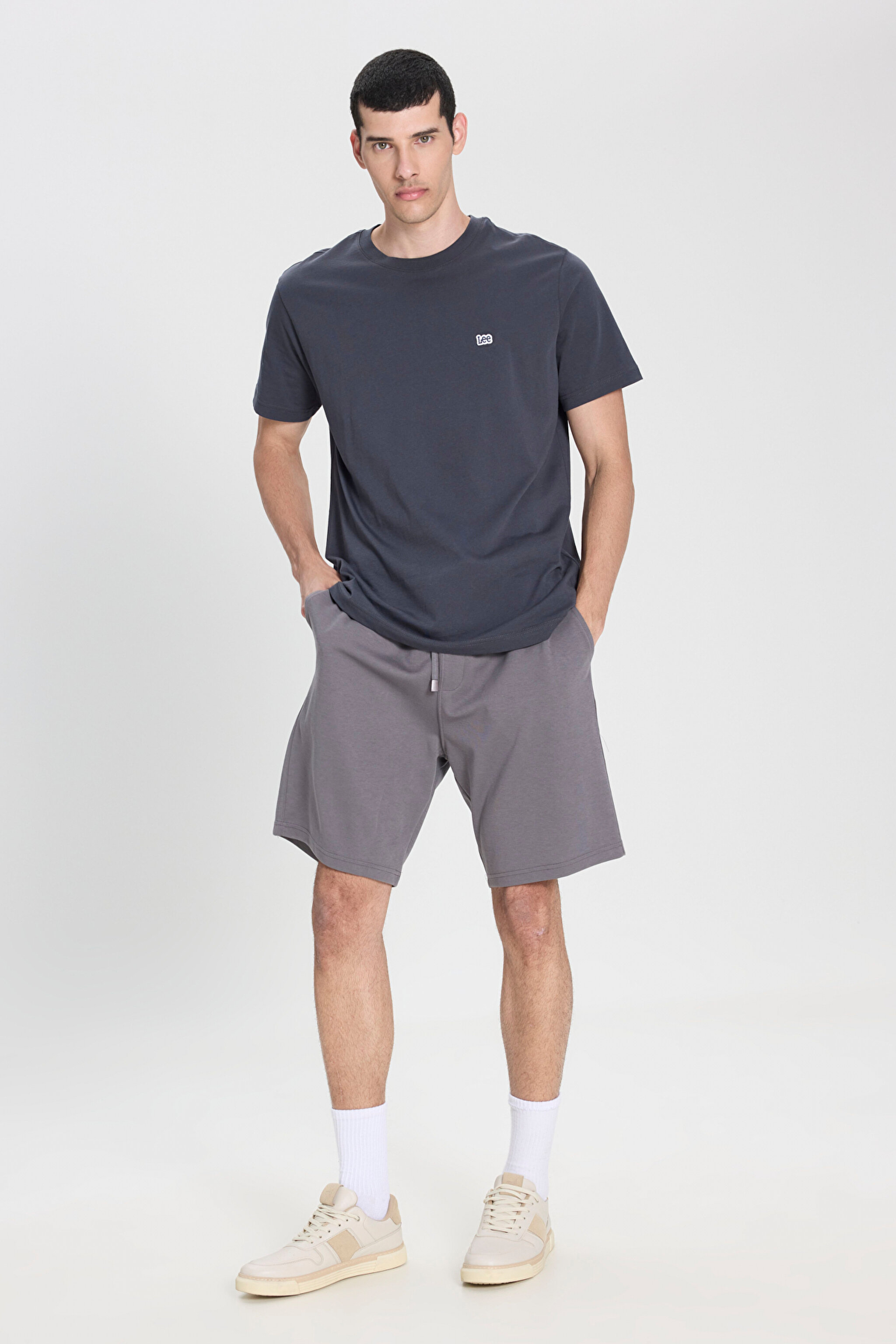 Regular Fit Normal Kesim Normal Bel Siyah Sweat Şort - Anthracite-L241671003 (görsel 2)