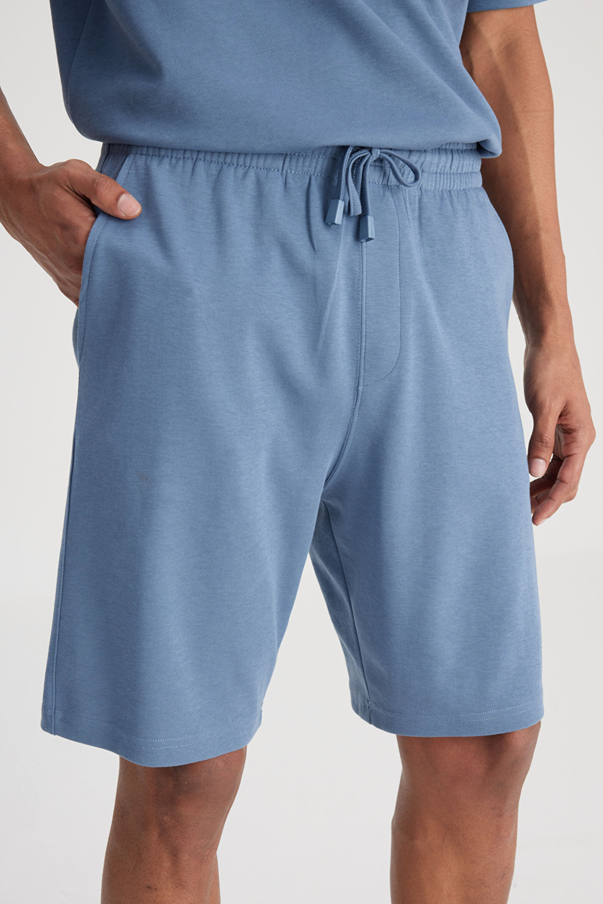 Regular Fit Normal Kesim Normal Bel Lacivert Sweat Şort - İndigo-L241671TF (görsel 5)
