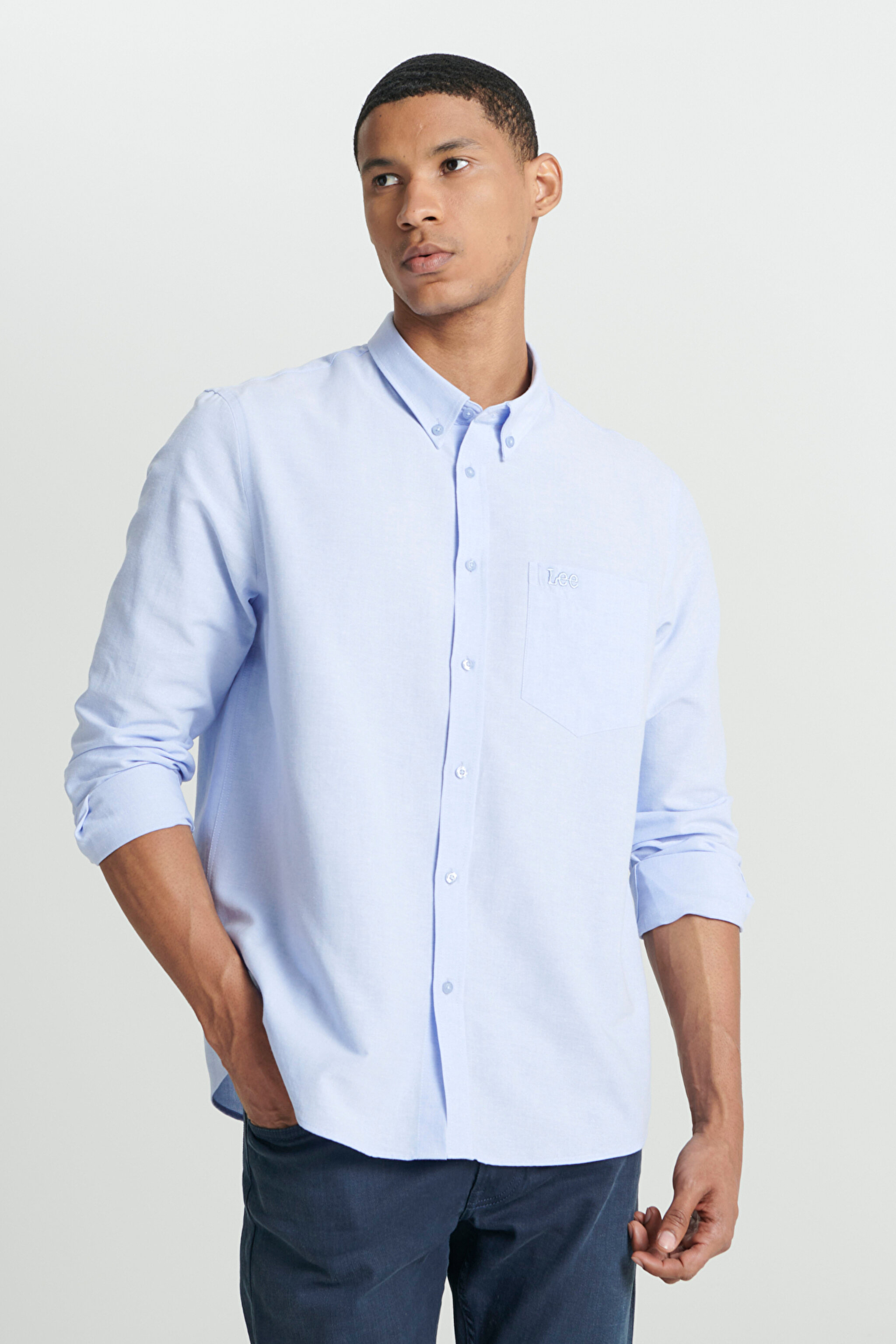 Regular Fit Normal Kesim Açık Mavi Gömlek - Light Blue-L241693404 (görsel 3)