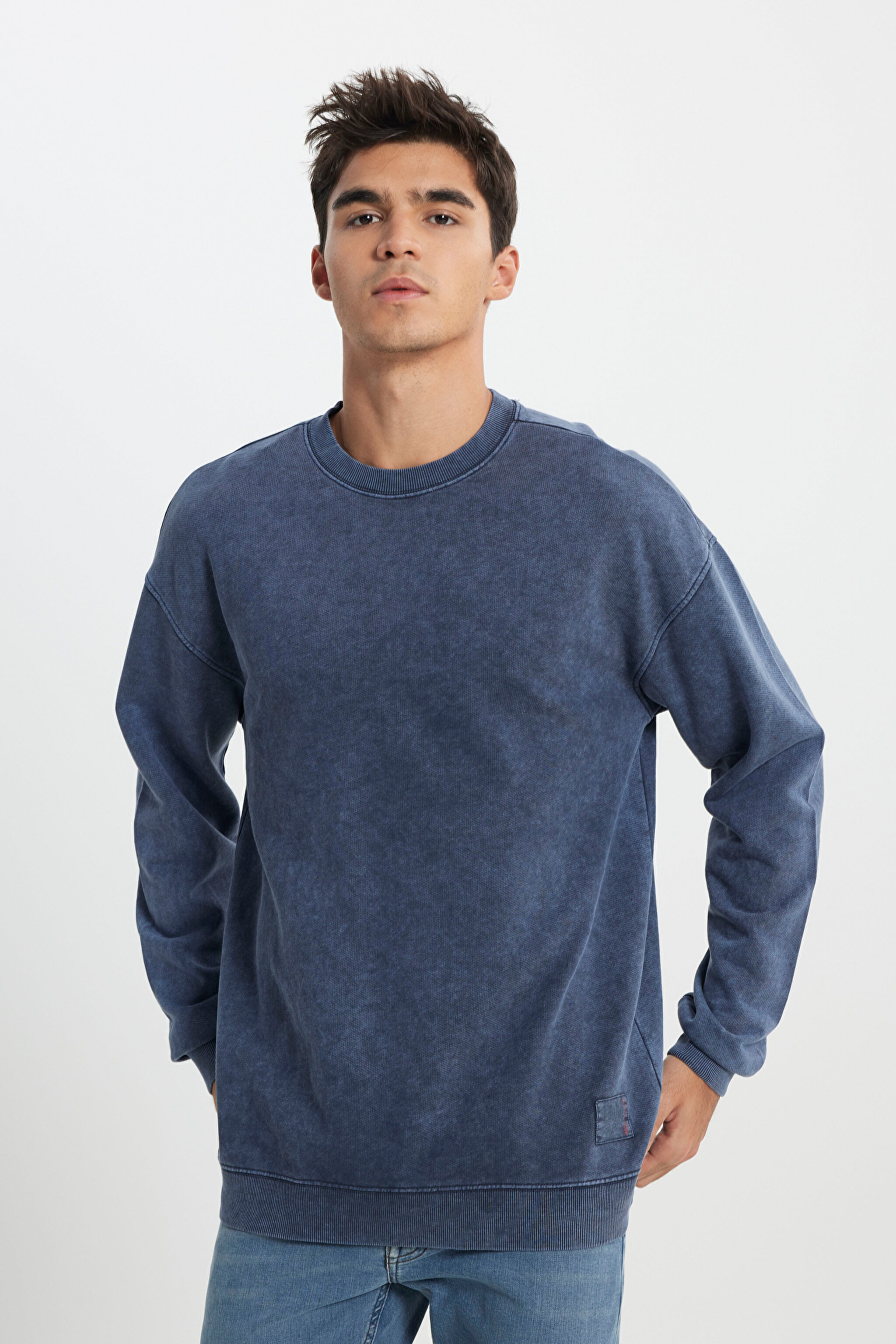 Loose Fit Rahat Kesim Bisiklet Yaka %100 Pamuk Turuncu Sweatshirt - Grisaille-L241744823 (görsel 2)