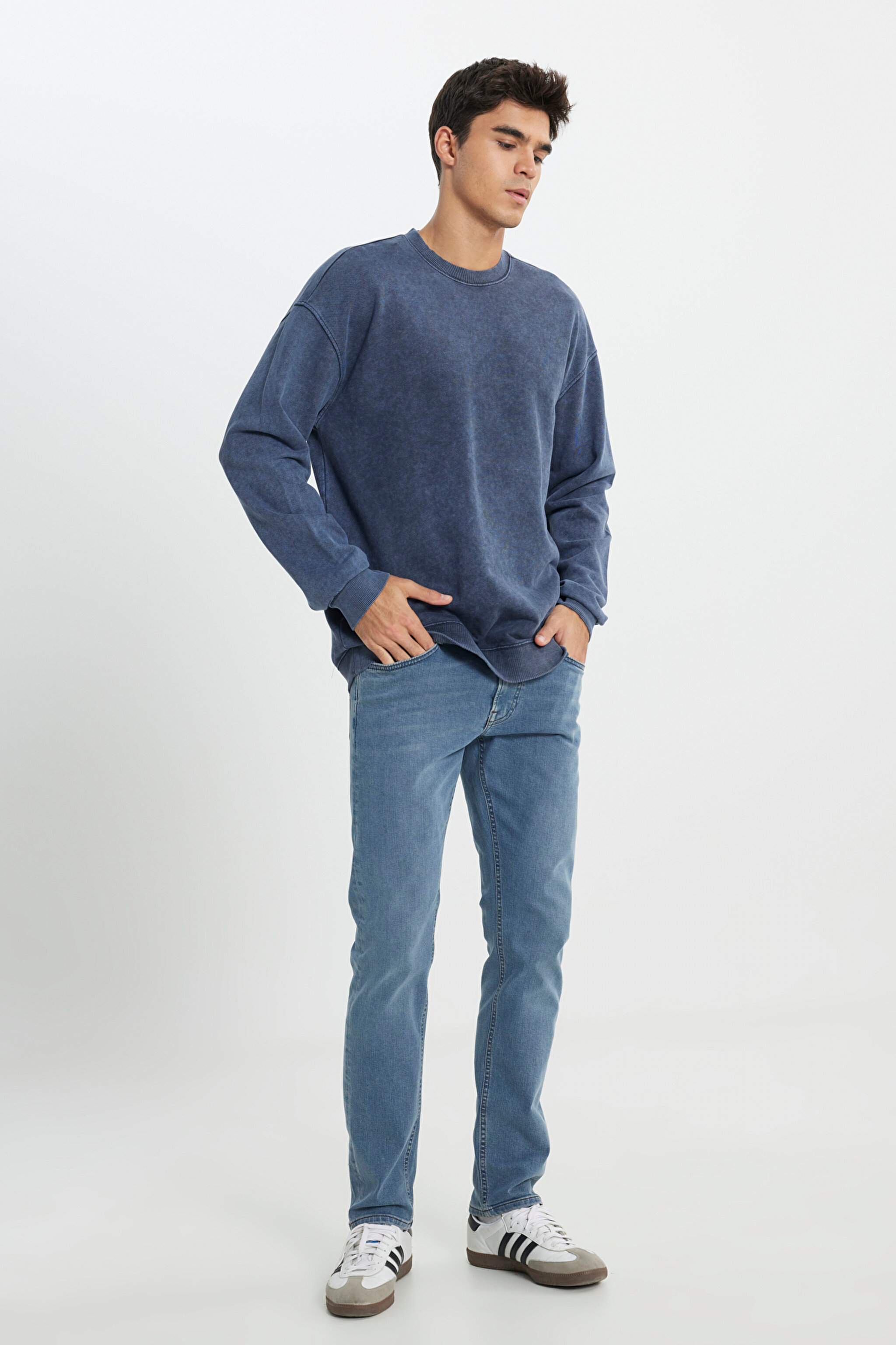 Loose Fit Rahat Kesim Bisiklet Yaka %100 Pamuk Turuncu Sweatshirt - Grisaille-L241744823 (görsel 3)