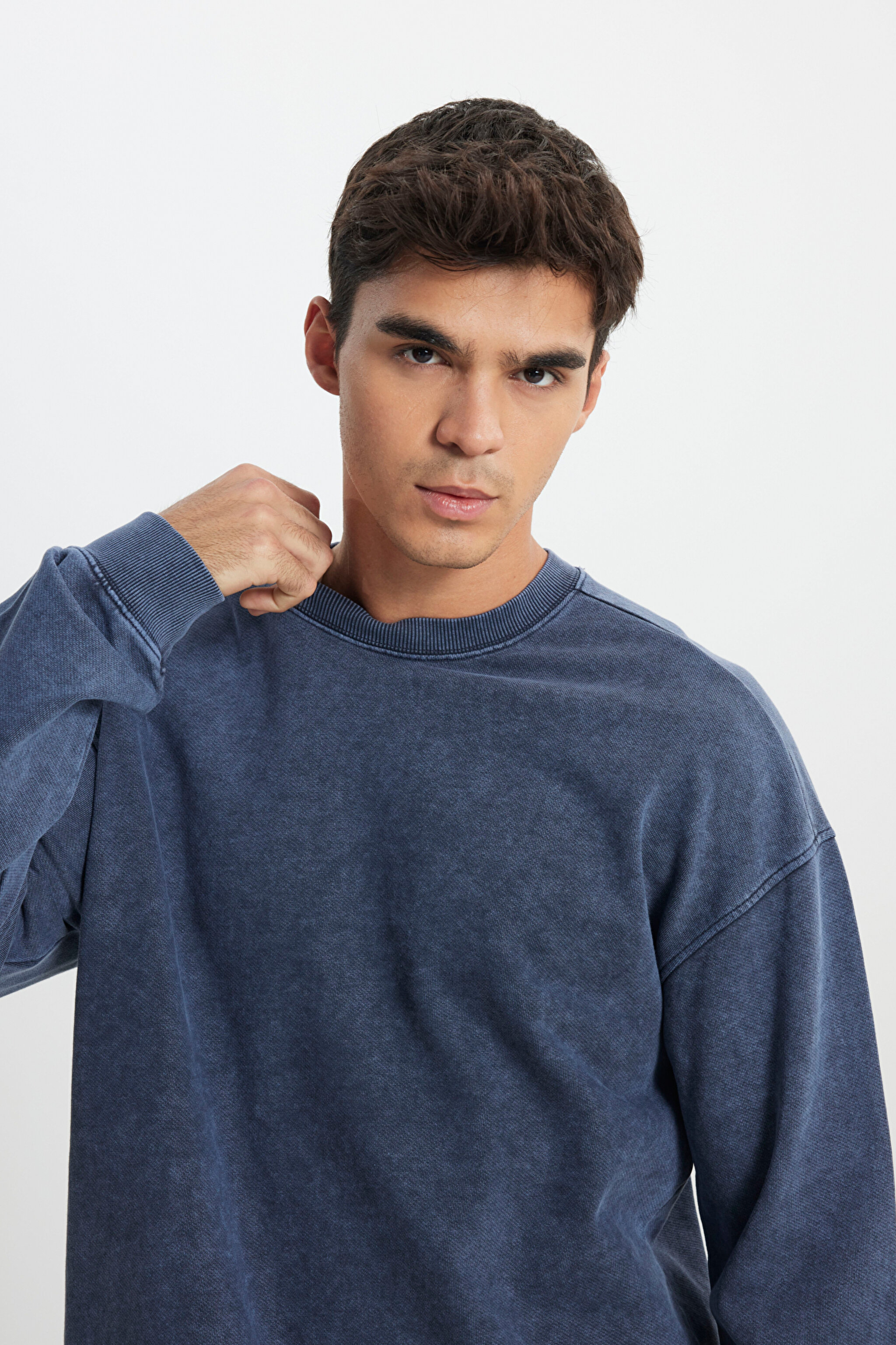 Loose Fit Rahat Kesim Bisiklet Yaka %100 Pamuk Turuncu Sweatshirt - Grisaille-L241744823 (görsel 4)