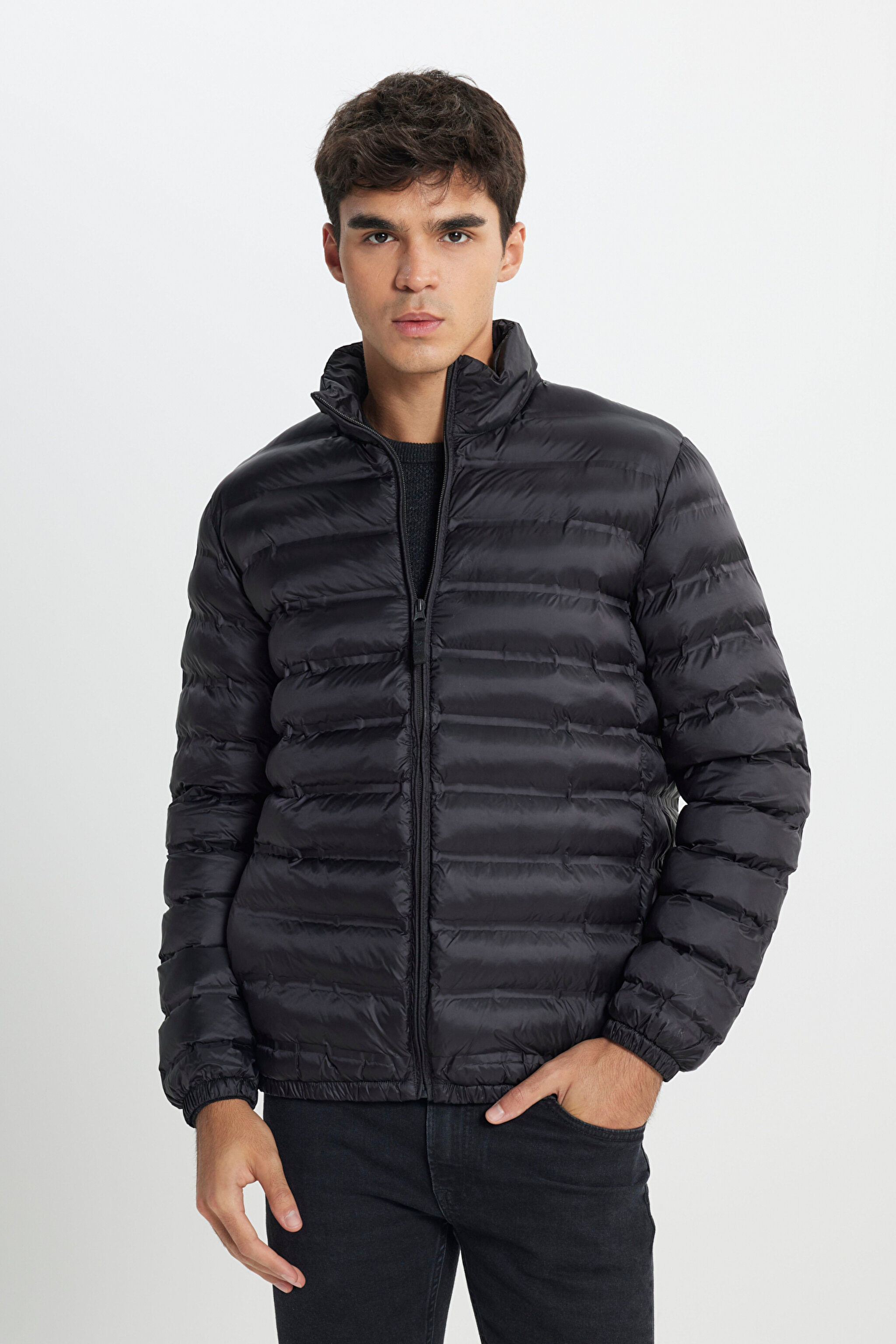 Regular Fit Normal Kesim Siyah Şişme Mont - Black-L242028001