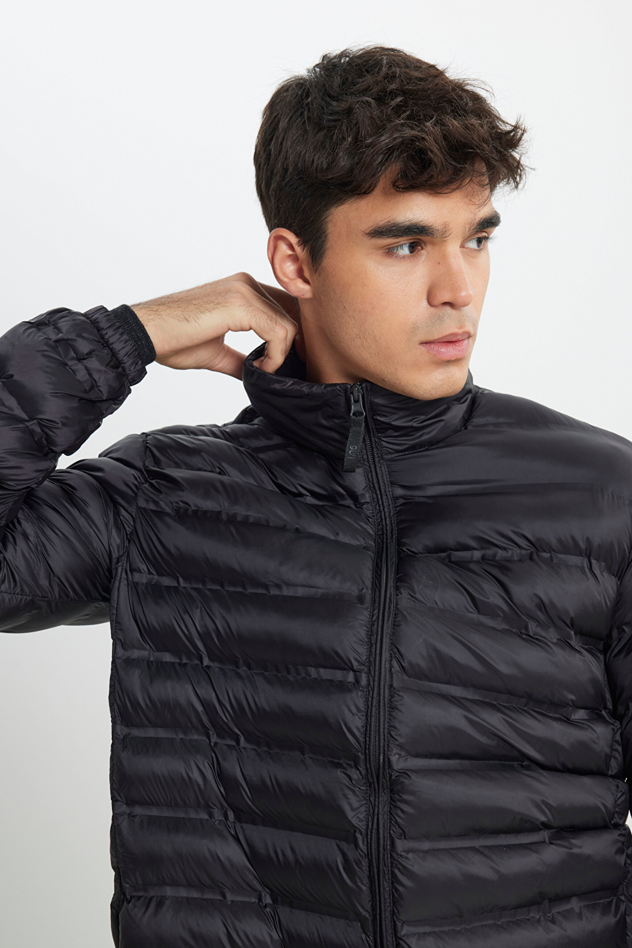 Regular Fit Normal Kesim Siyah Şişme Mont - Black-L242028001 (görsel 5)