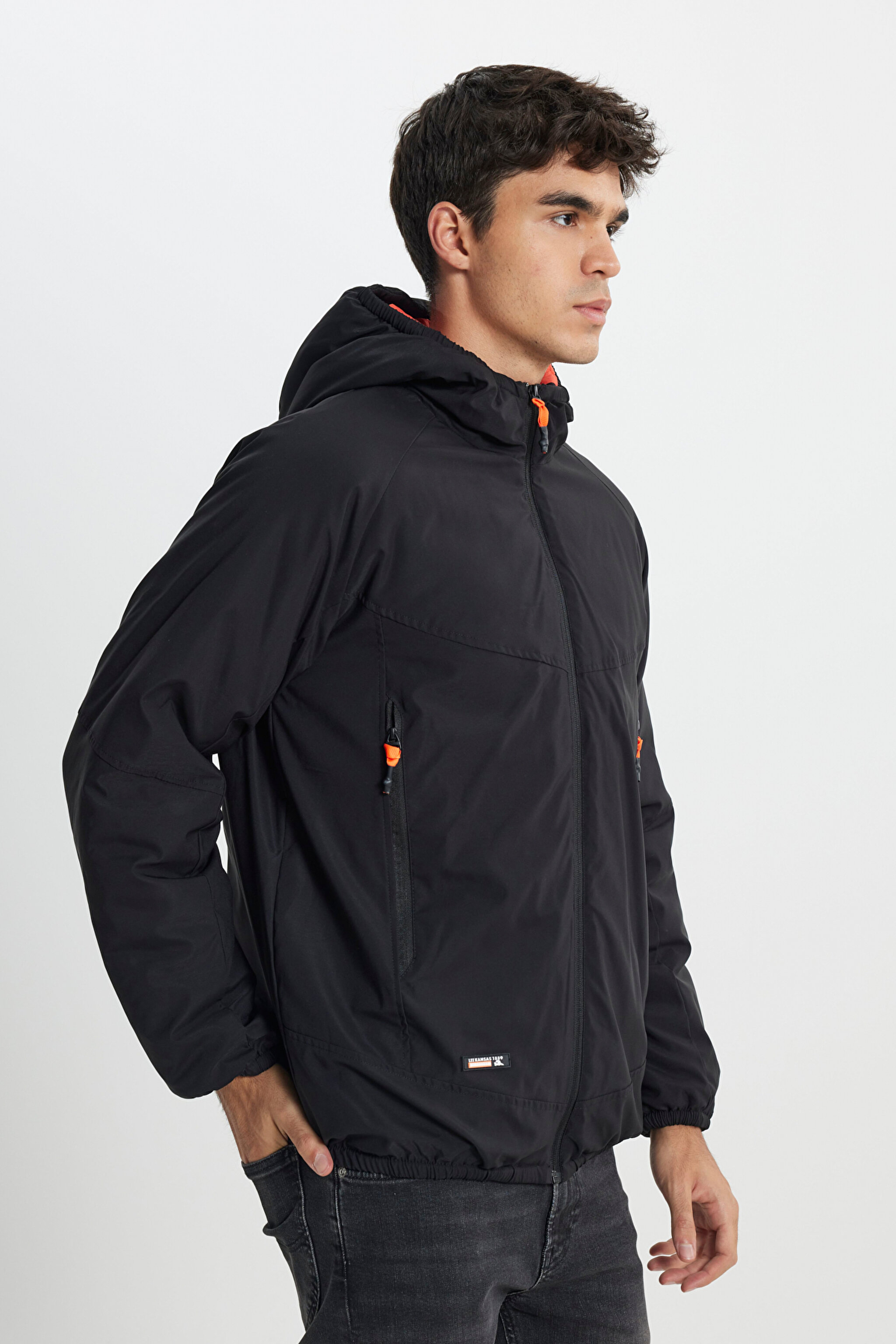 Regular Fit Normal Kesim Fermuarlı Siyah Ceket - Black-L242038001 (görsel 2)