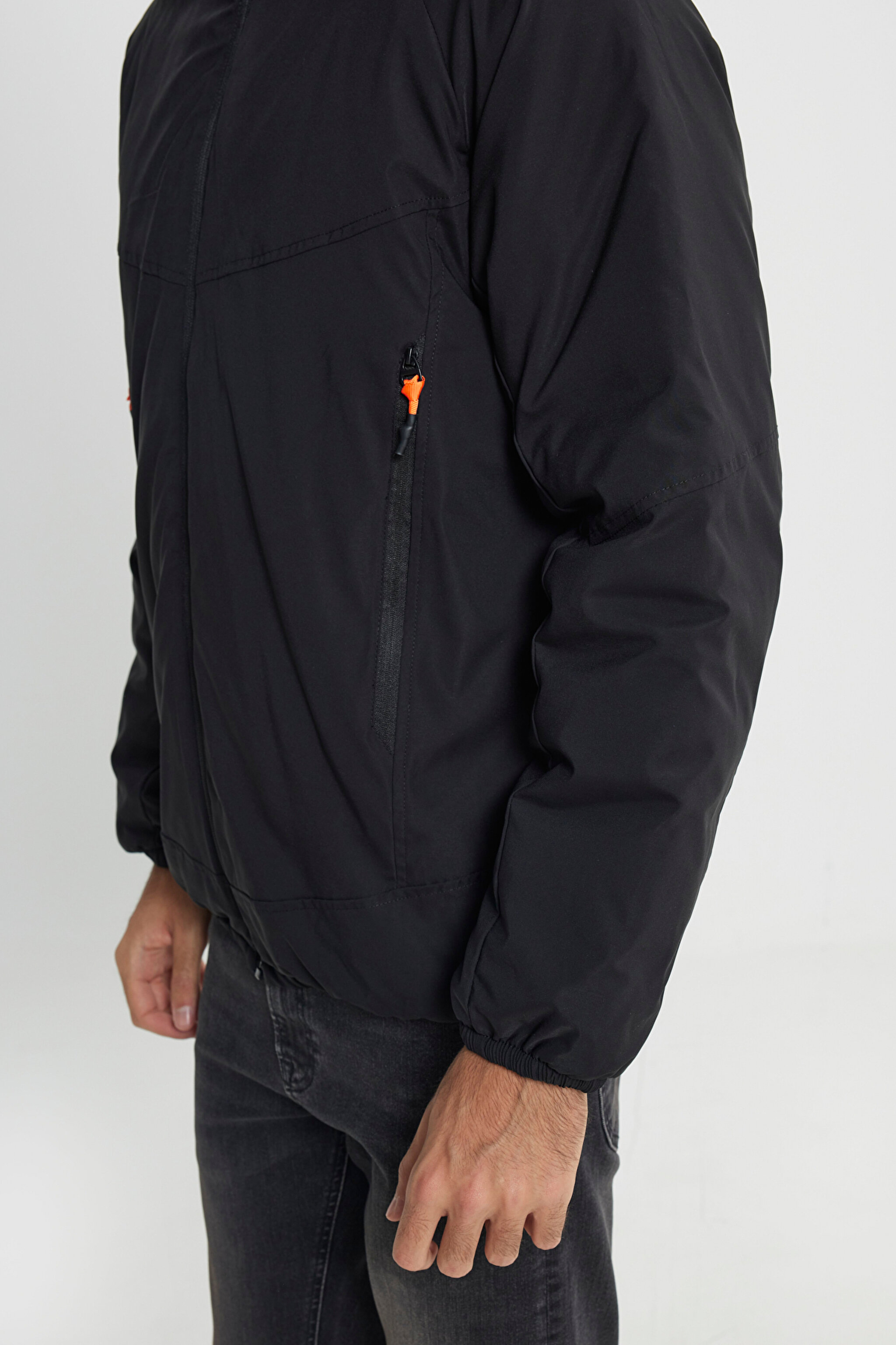 Regular Fit Normal Kesim Fermuarlı Siyah Ceket - Black-L242038001 (görsel 5)