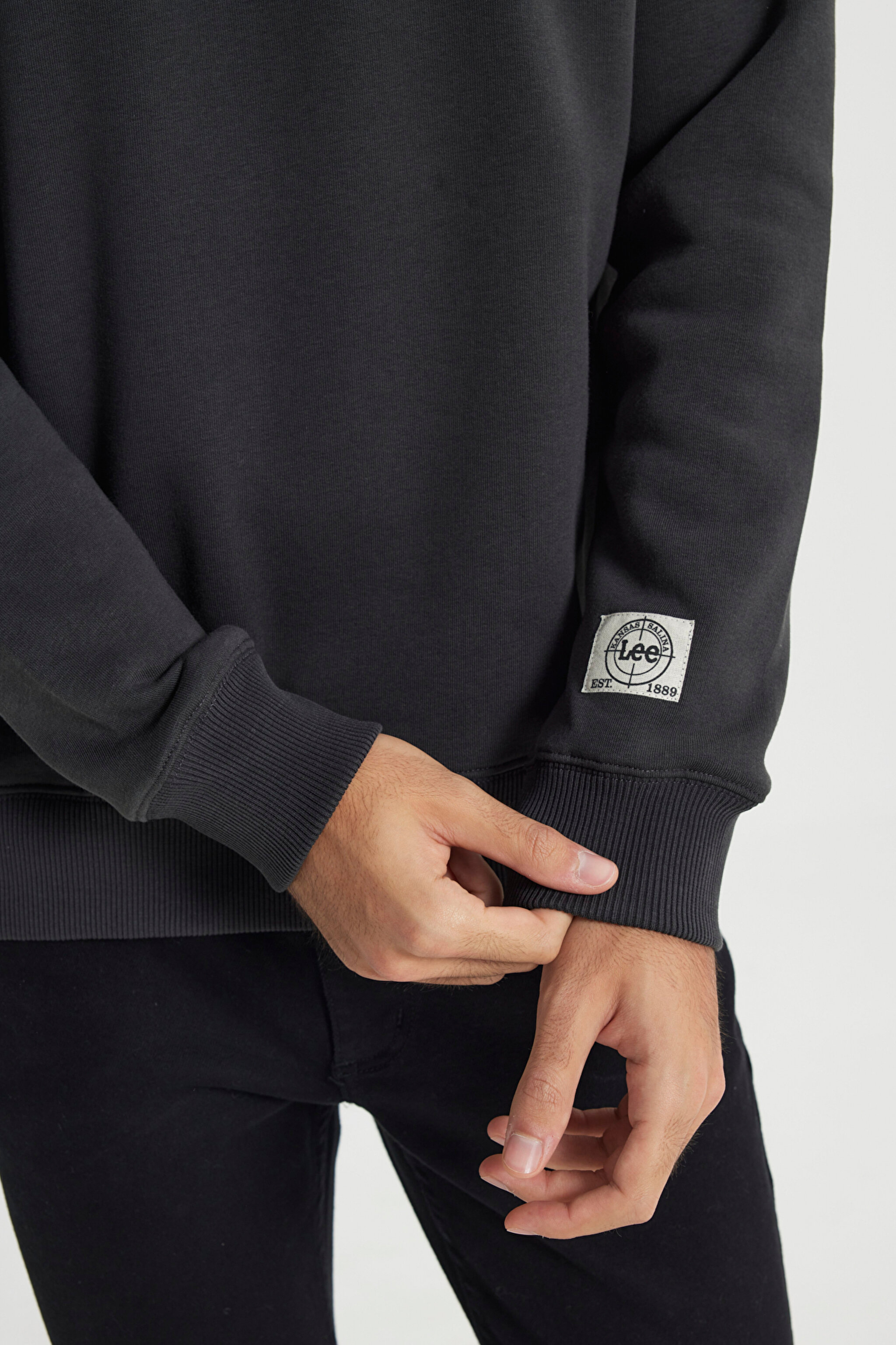 Loose Fit Rahat Kesim Bisiklet Yaka İçi Polarlı Antrasit Sweatshirt - Anthracite-L242121003 (görsel 5)