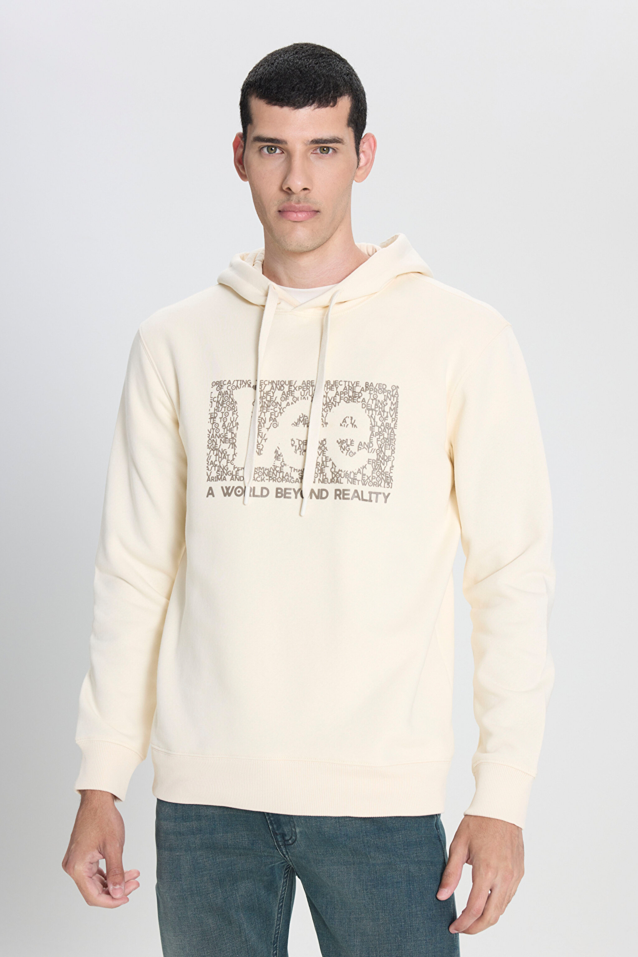 Regular Fit Normal Kesim Kapüşonlu Ekru Sweatshirt - Ecru-L242168104 (görsel 2)