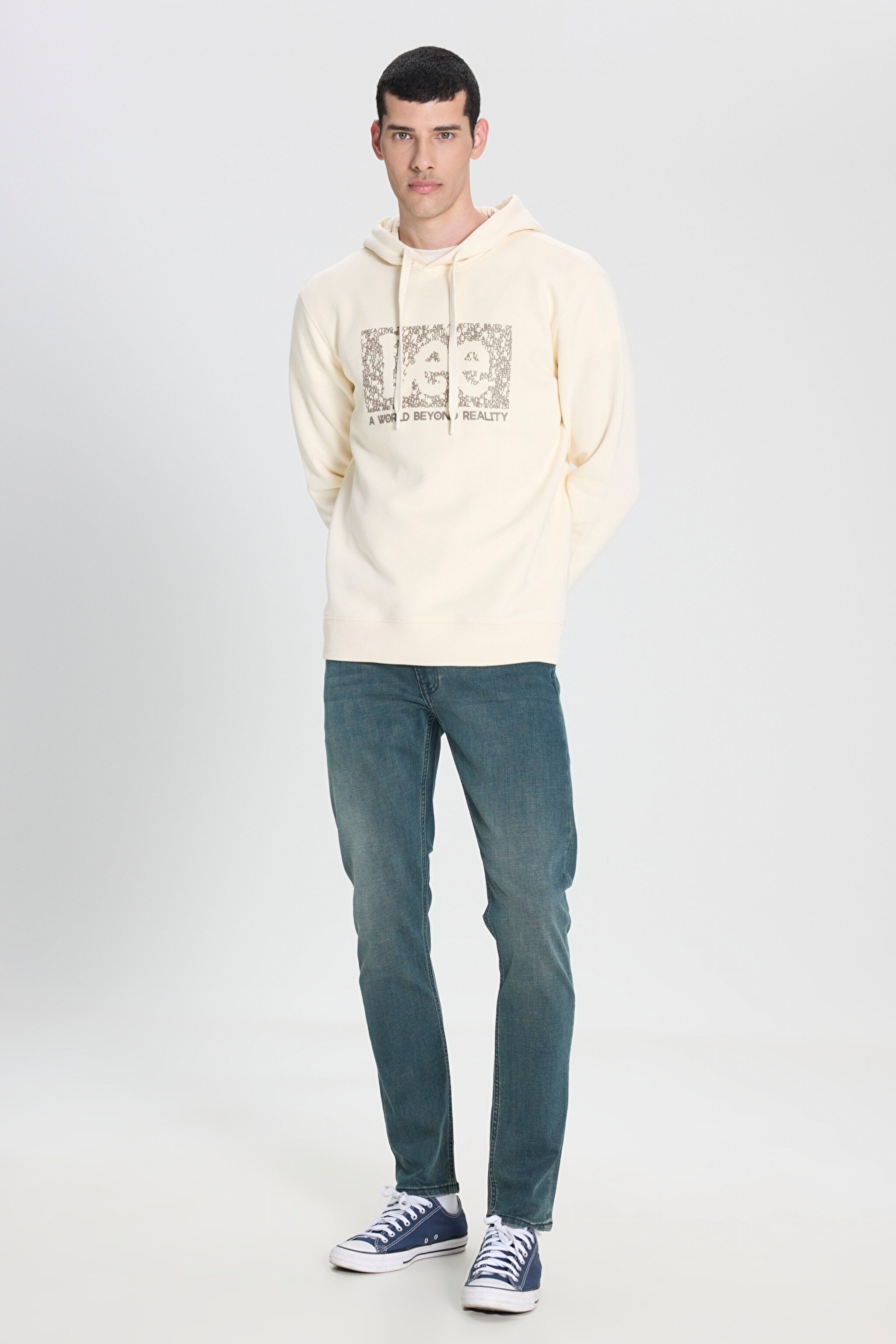 Regular Fit Normal Kesim Kapüşonlu Ekru Sweatshirt - Ecru-L242168104 (görsel 3)
