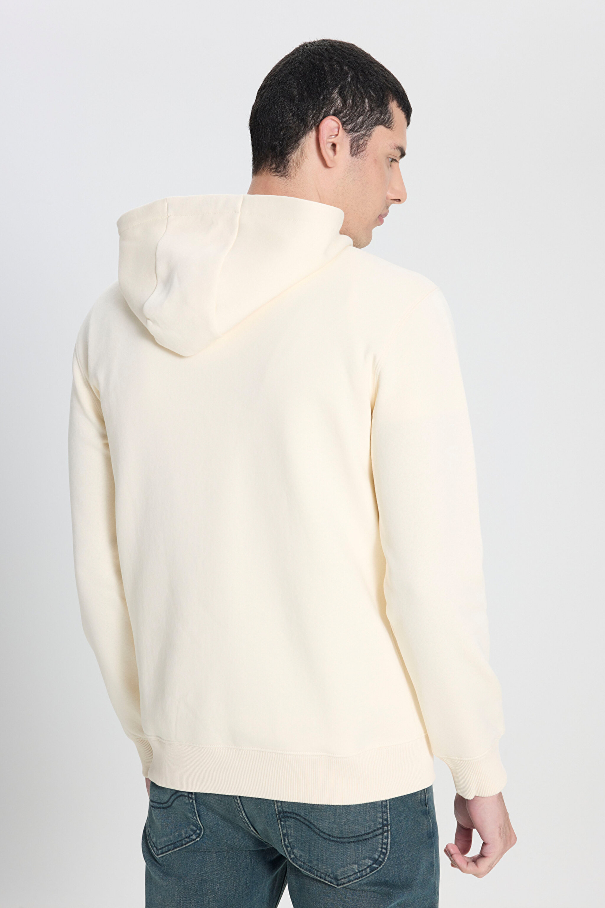 Regular Fit Normal Kesim Kapüşonlu Ekru Sweatshirt - Ecru-L242168104 (görsel 5)