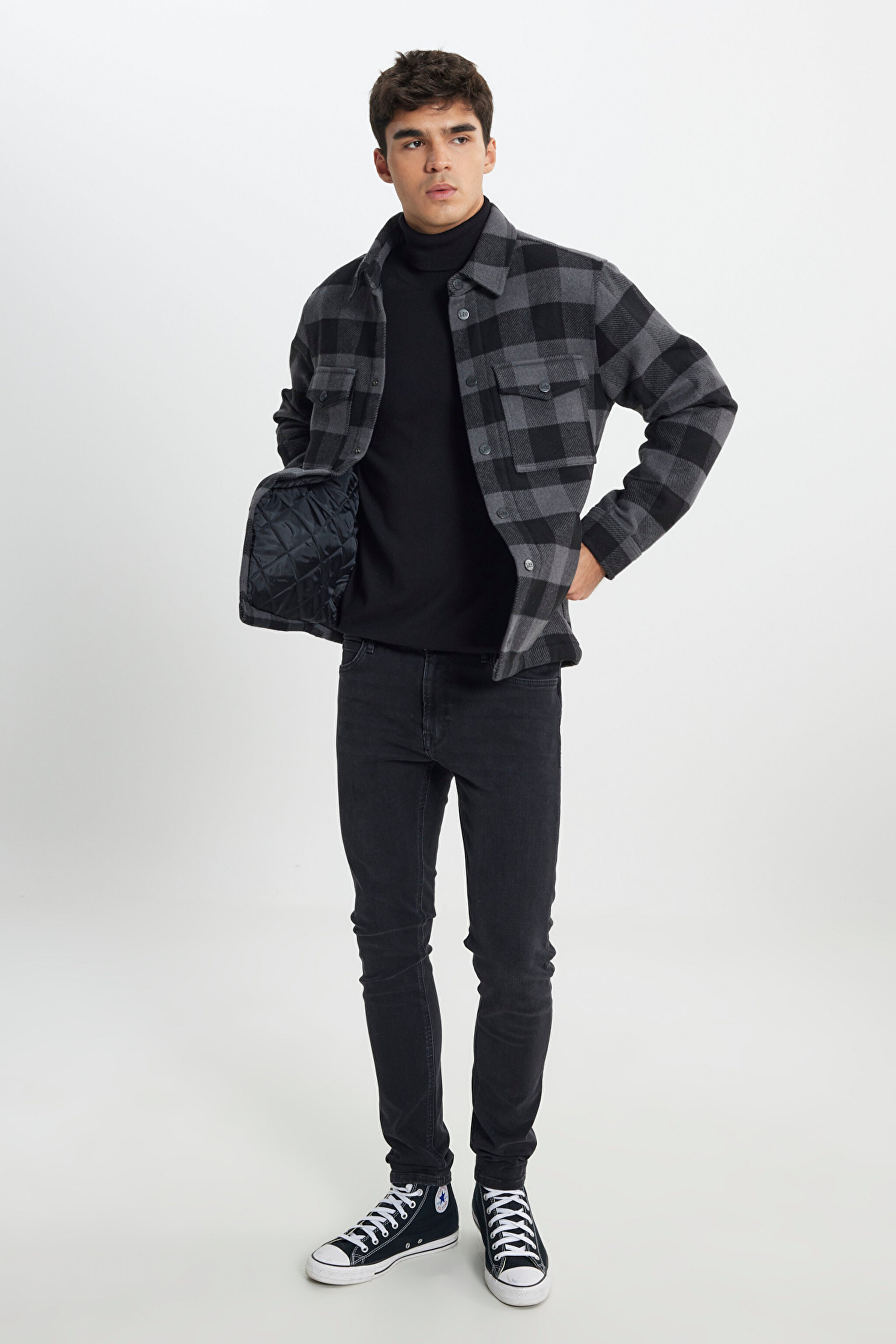 Relaxed Fit Geniş Kesim Çok Renkli Gömlek Ceket - Multi-L242223900 (görsel 3)