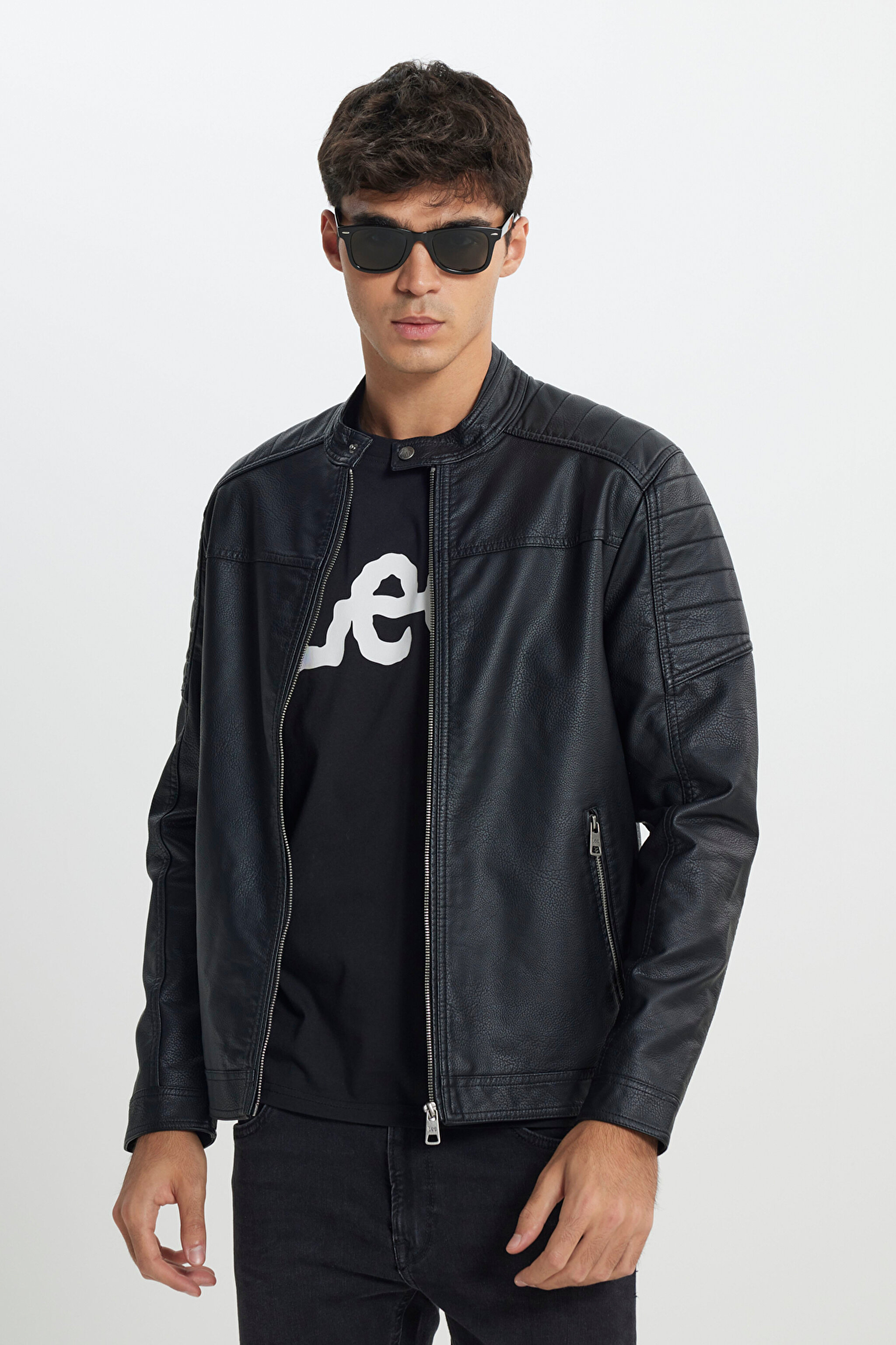 Regular Fit Normal Kesim Fermuarlı Siyah Ceket - Black-L242469001