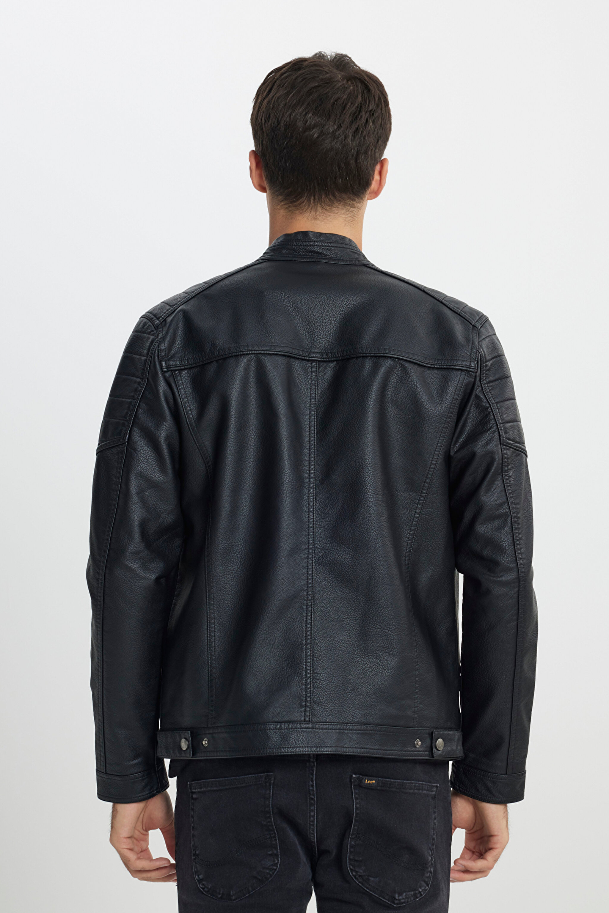 Regular Fit Normal Kesim Fermuarlı Siyah Ceket - Black-L242469001 (görsel 6)