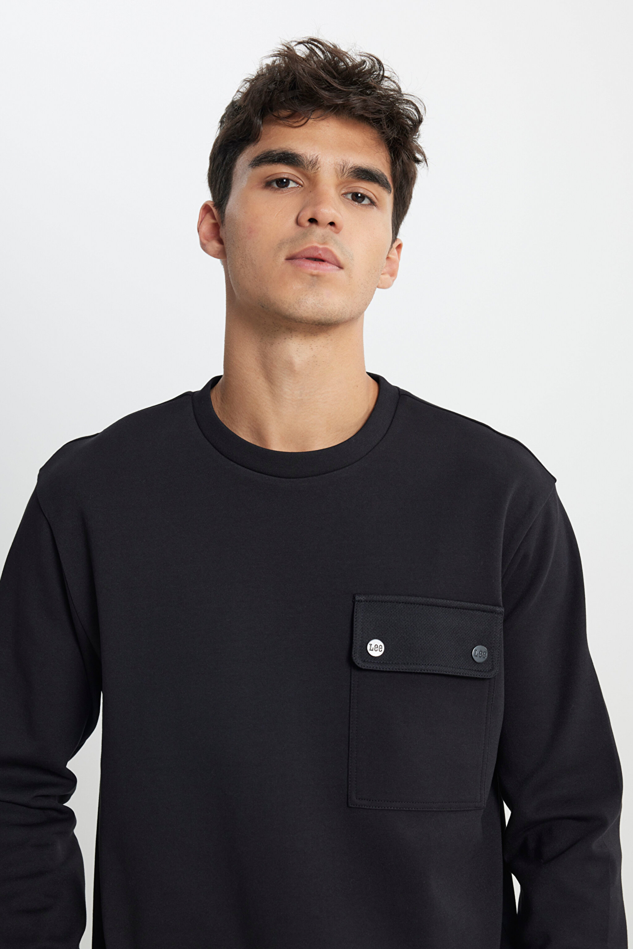 Relaxed Fit Geniş Kesim Bisiklet Yaka Siyah Sweatshirt - Black-L242498001 (görsel 4)
