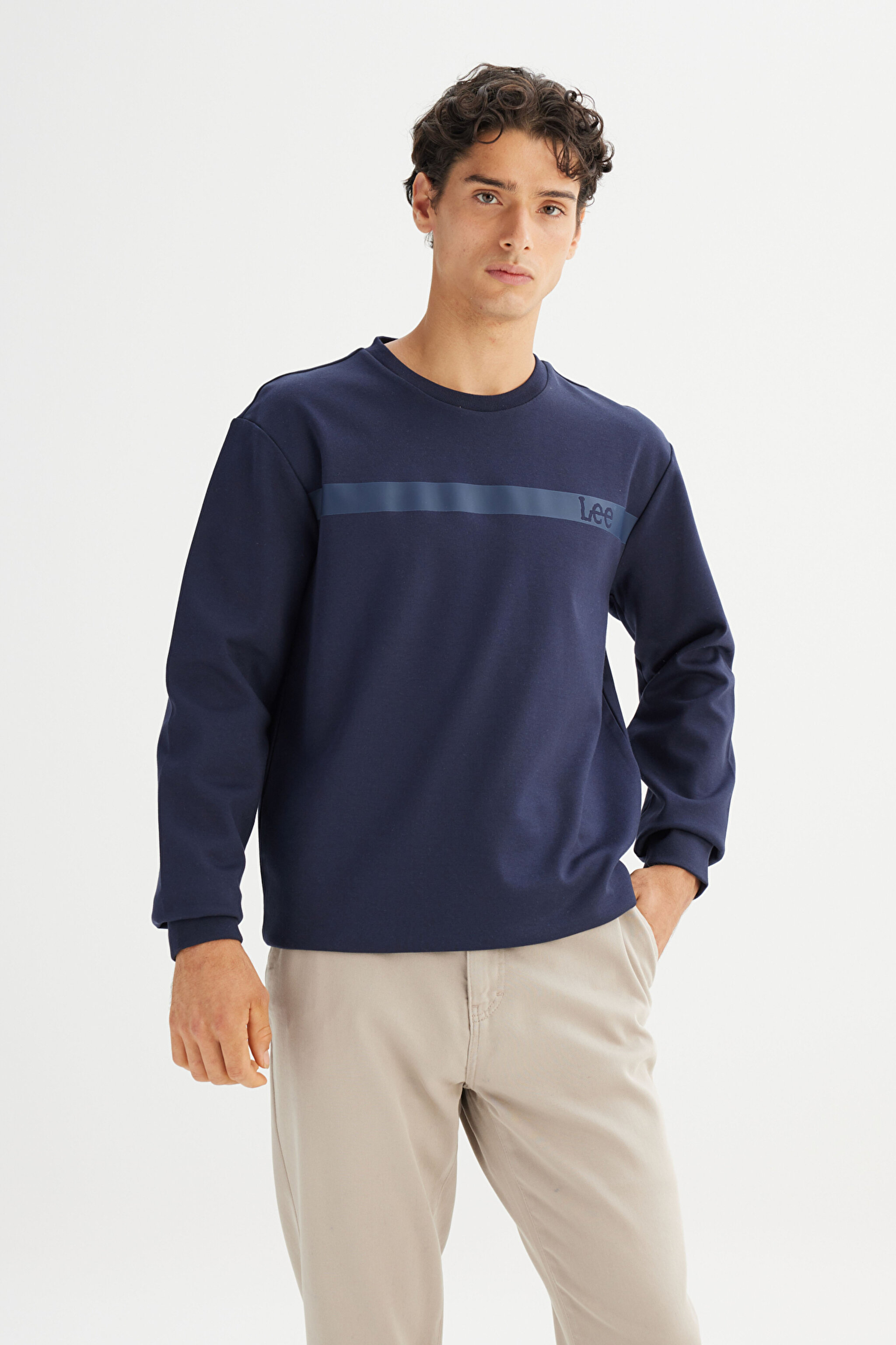 Pamuklu Regular Fit Normal Kesim Bisiklet Yaka Sweatshirt - DarKNavy-L242499411