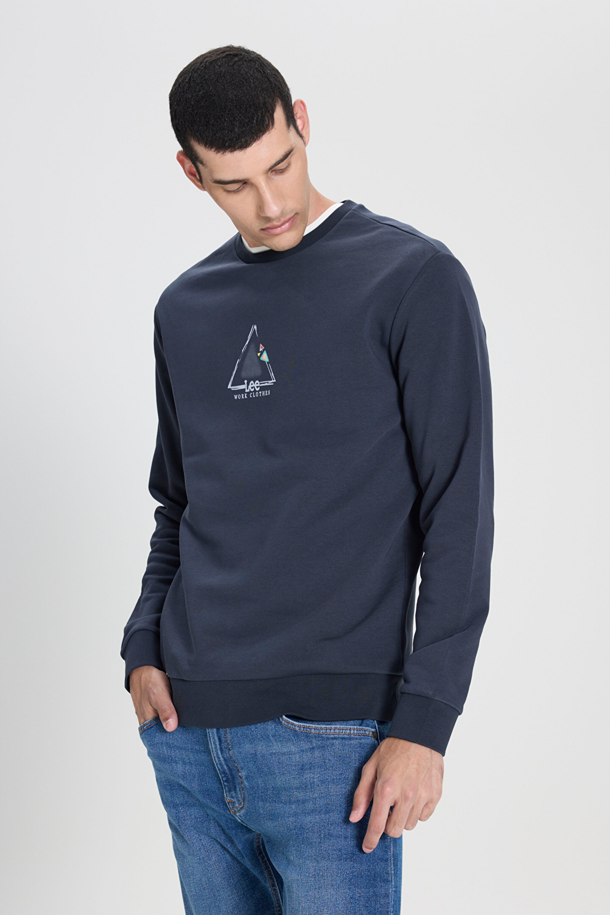 Regular Fit Normal Kesim Bisiklet Yaka Antrasit Sweatshirt - Anthracite-L242502003 (görsel 2)