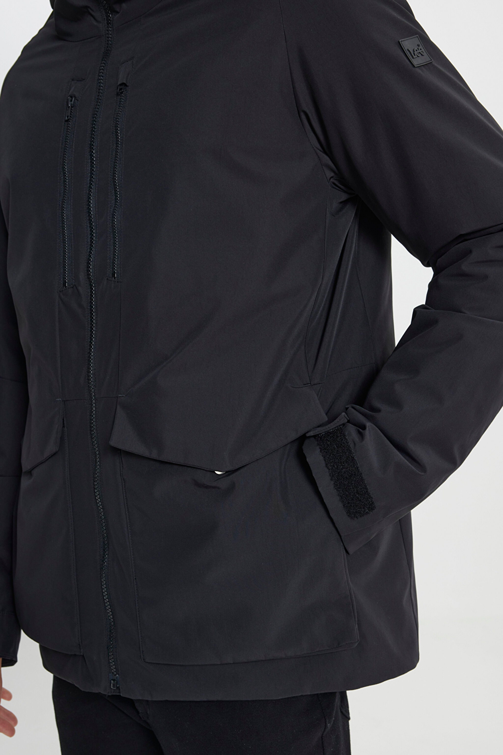 Relaxed Fit Geniş Kesim Kapüşonlu Siyah Parka - Black-L242506001 (görsel 7)