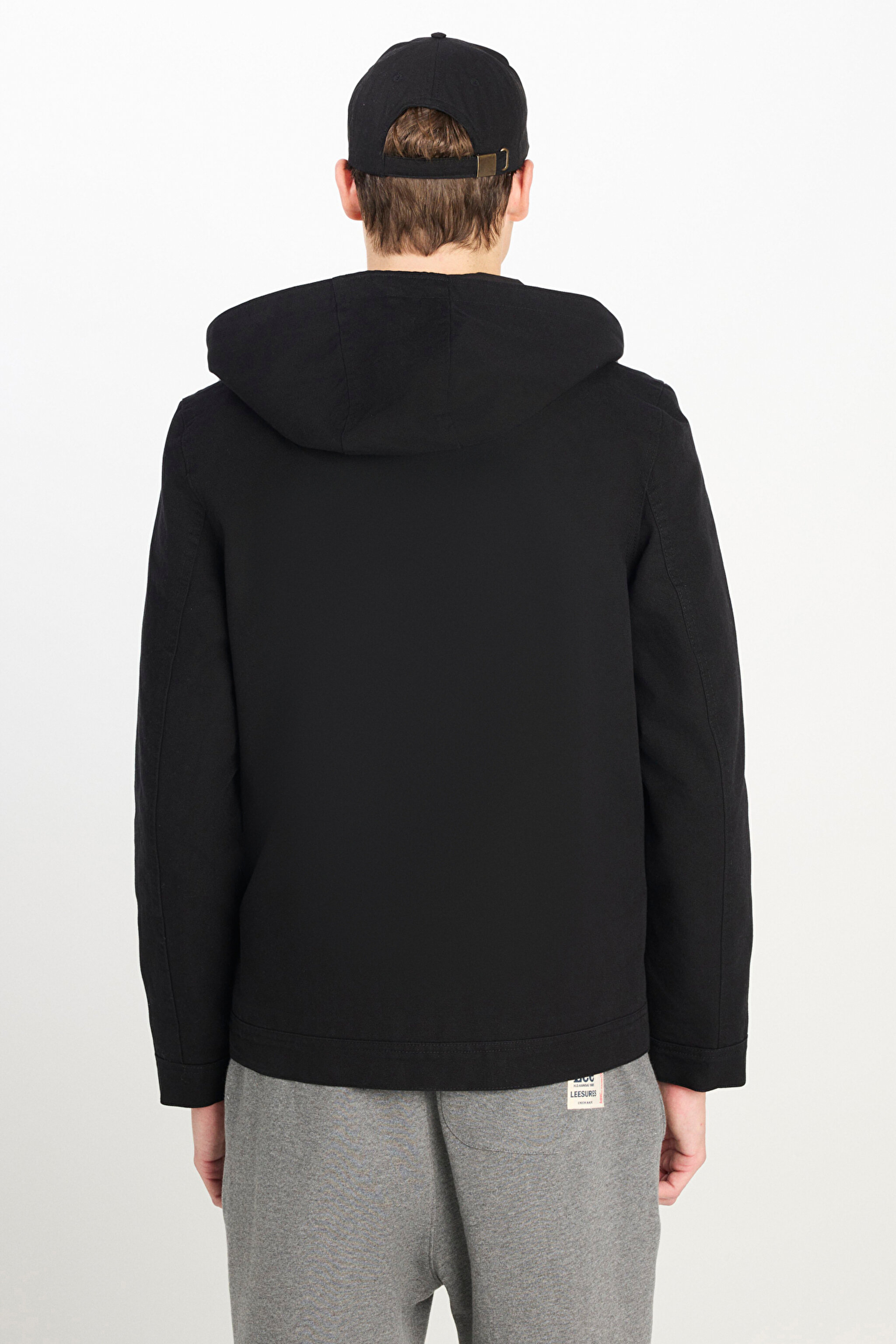Regular Fit Normal Kesim Kapüşonlu Siyah Ceket - Black-L242536001 (görsel 4)
