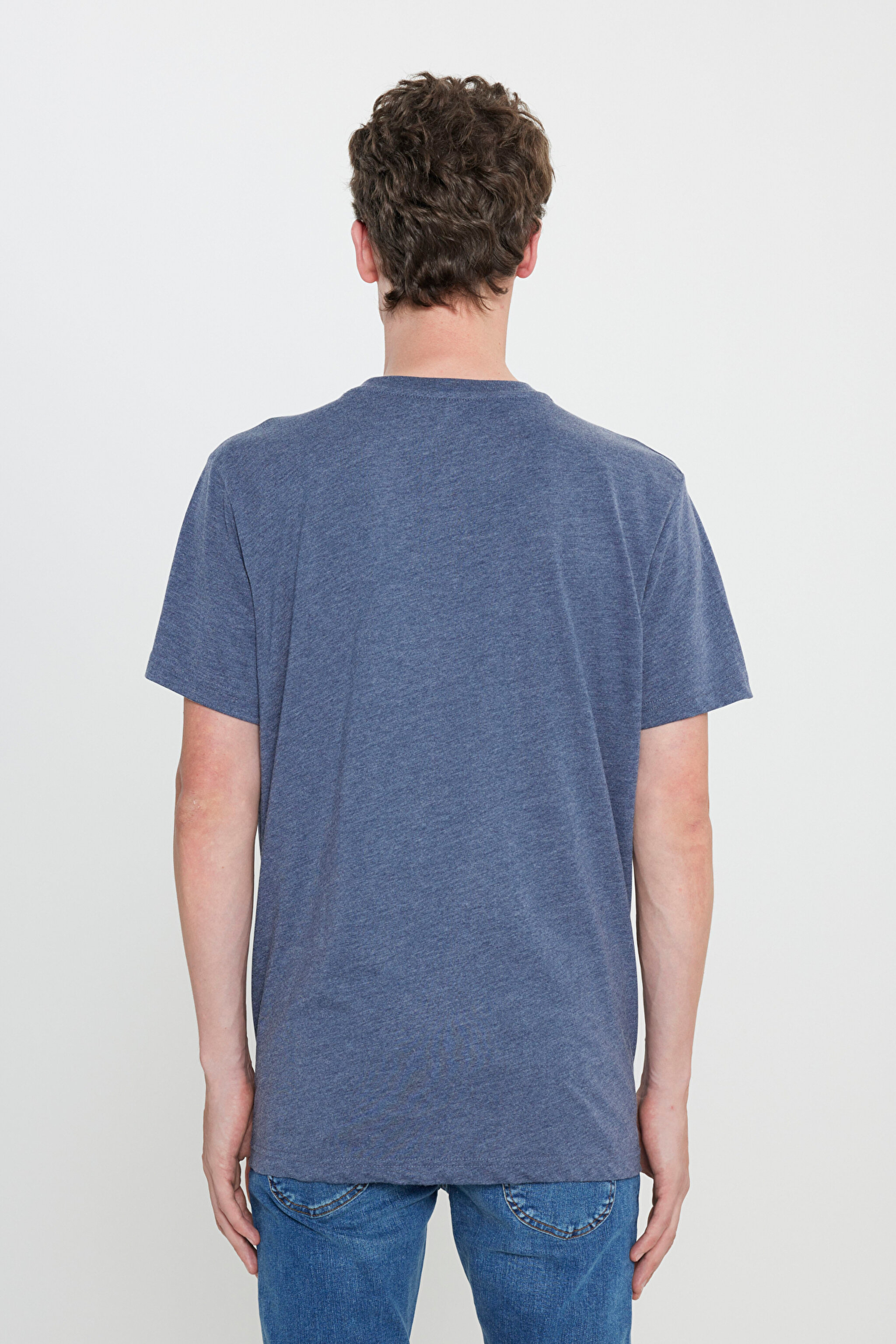 Regular Fit Normal Kesim Bisiklet Yaka Lacivert Tişört - Navy-L242540410 (görsel 5)