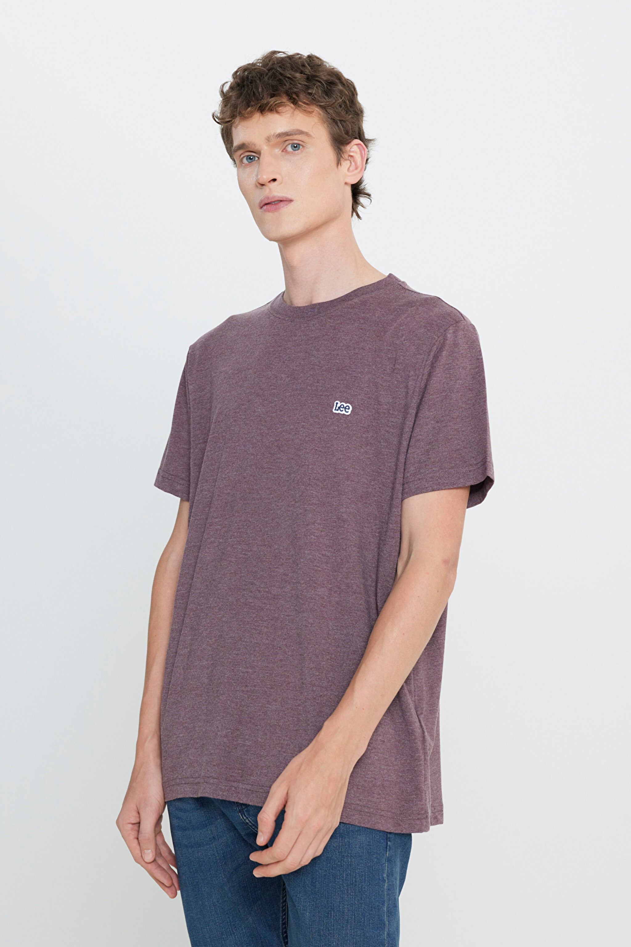 Regular Fit Normal Kesim Bisiklet Yaka Bordo Tişört - Wine-L242540810