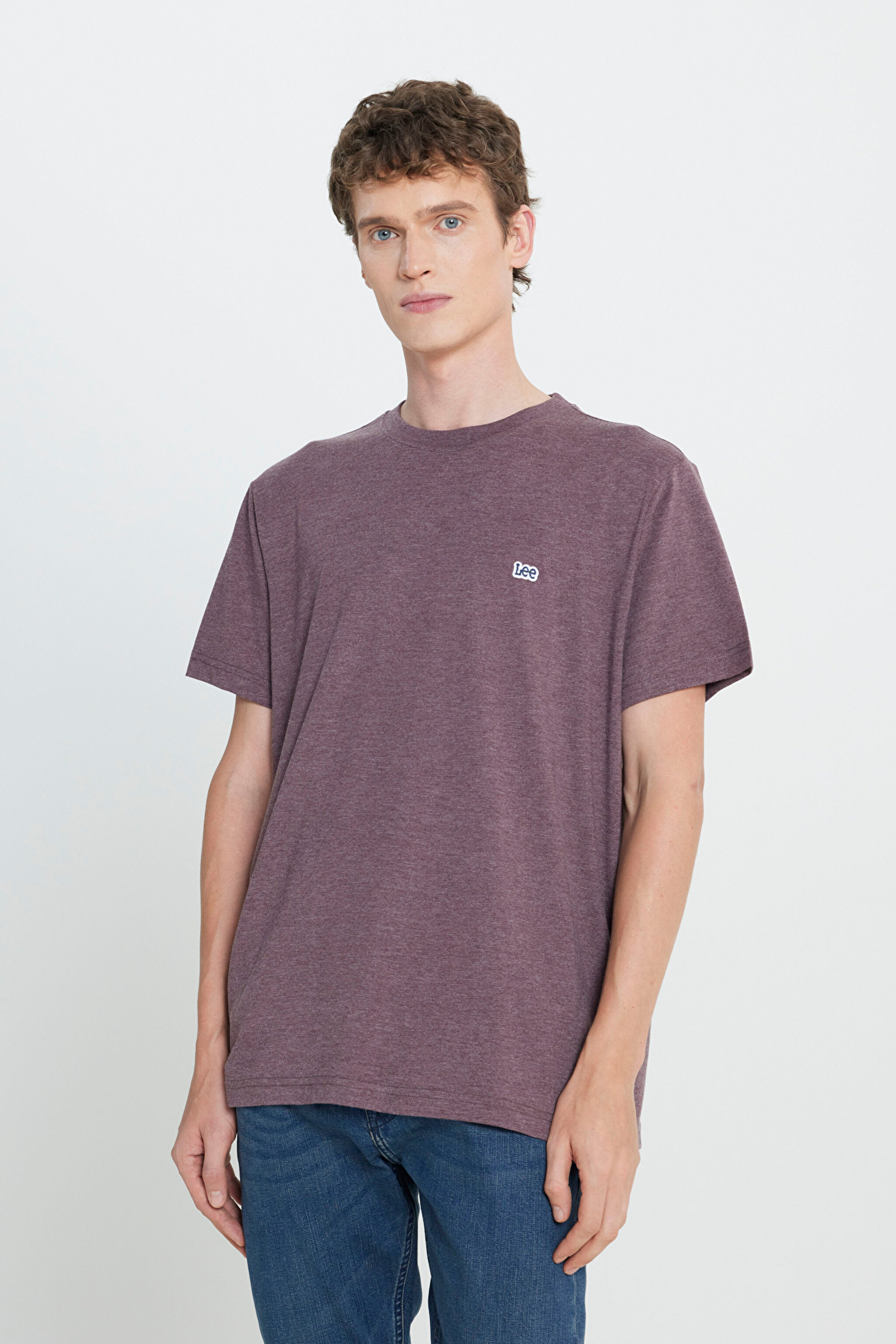 Regular Fit Normal Kesim Bisiklet Yaka Bordo Tişört - Wine-L242540810 (görsel 2)