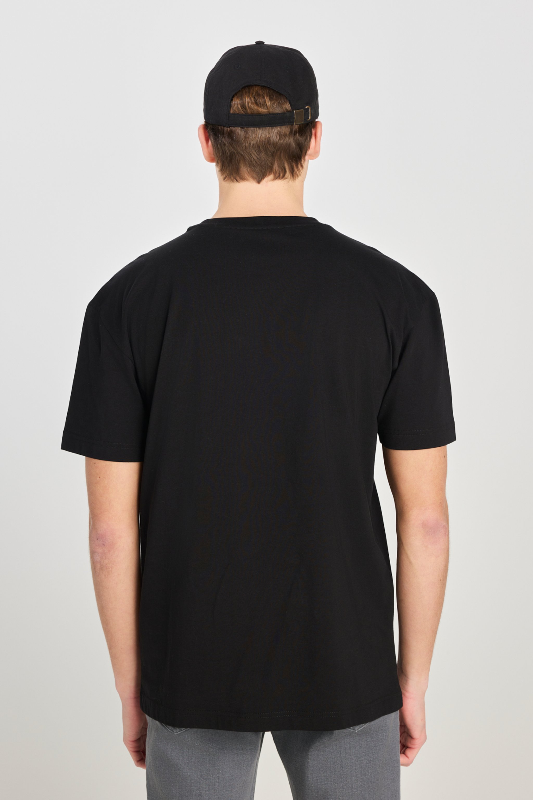 Regular Fit Normal Kesim Bisiklet Yaka Lacivert Tişört - Black-L242543001 (görsel 5)