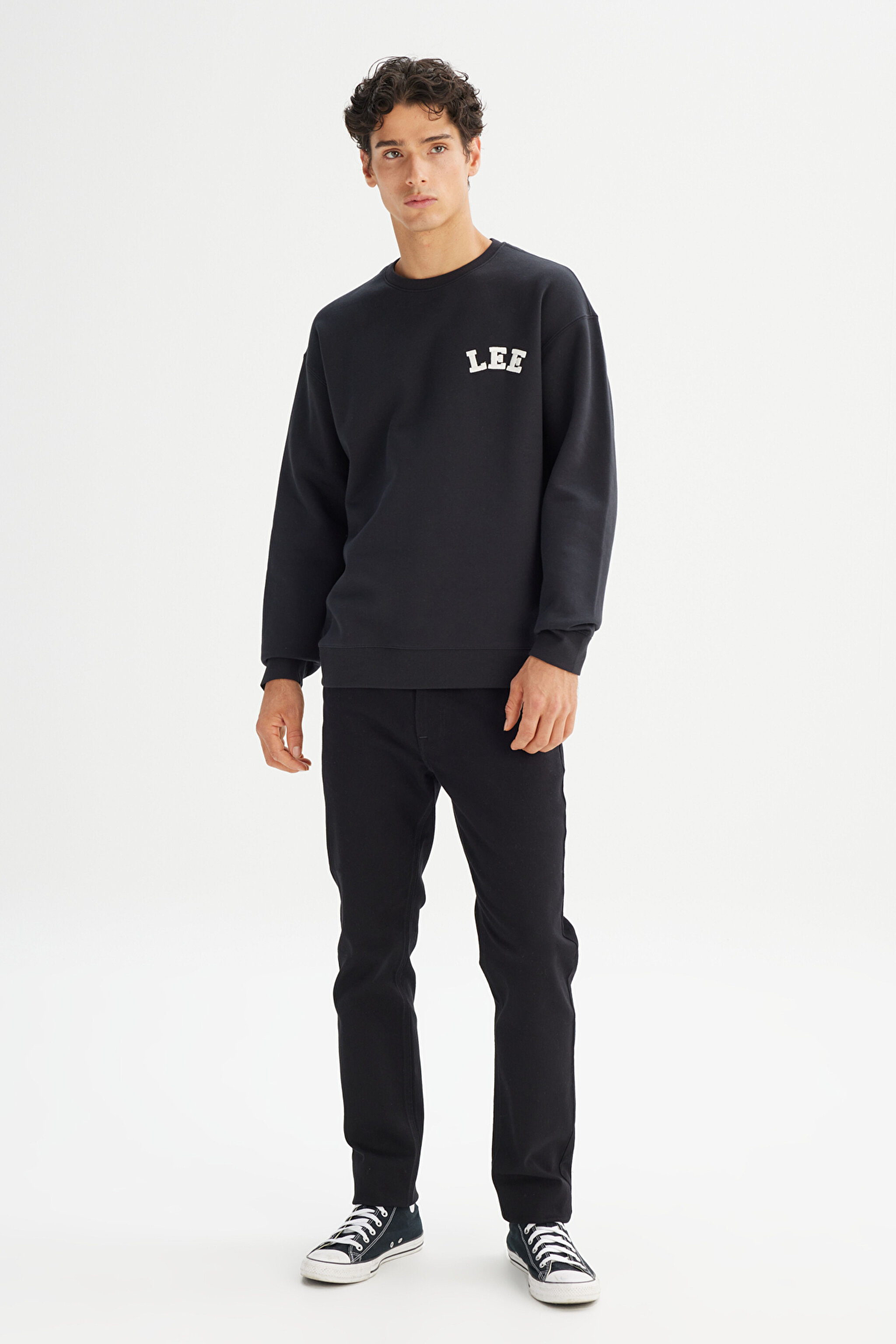 Pamuklu Relaxed Fit Bisiklet Yaka Logo Detaylı Sweatshirt - Black-L242547001 (görsel 2)