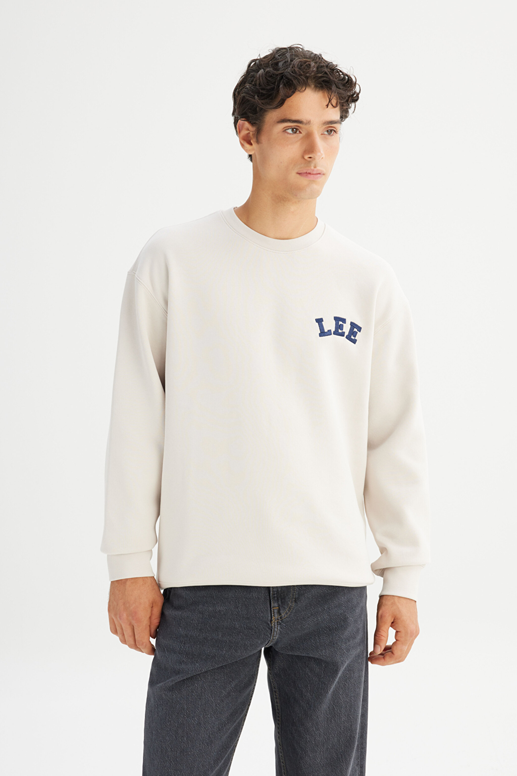 Pamuklu Relaxed Fit Rahat Kesim Şardonlu Bisiklet Yaka Logo Detaylı Sweatshirt