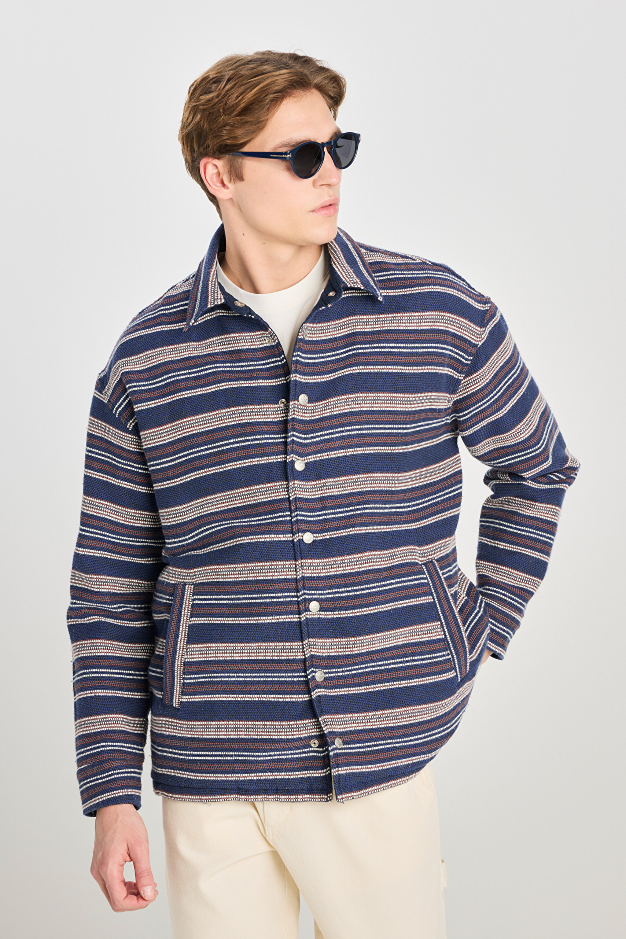 %100 Pamuk Relaxed Fit Geniş Kesim Çift Taraflı Çok Renkli Ceket - Multi-L2510034900