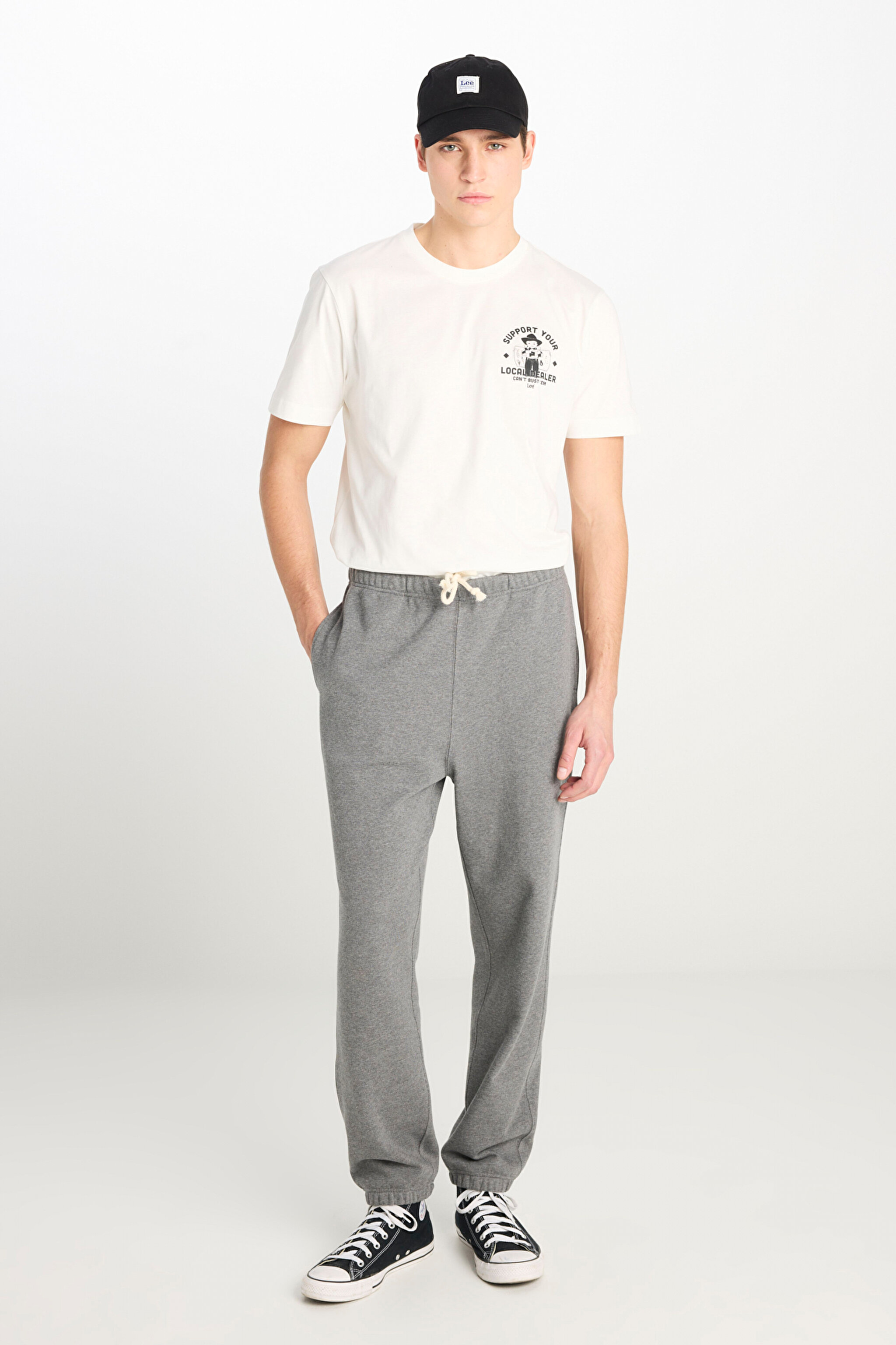 Regular Fit Normal Kesim Normal Bel Ribanalı Paça Gri Melanj Sweatpant Jogger