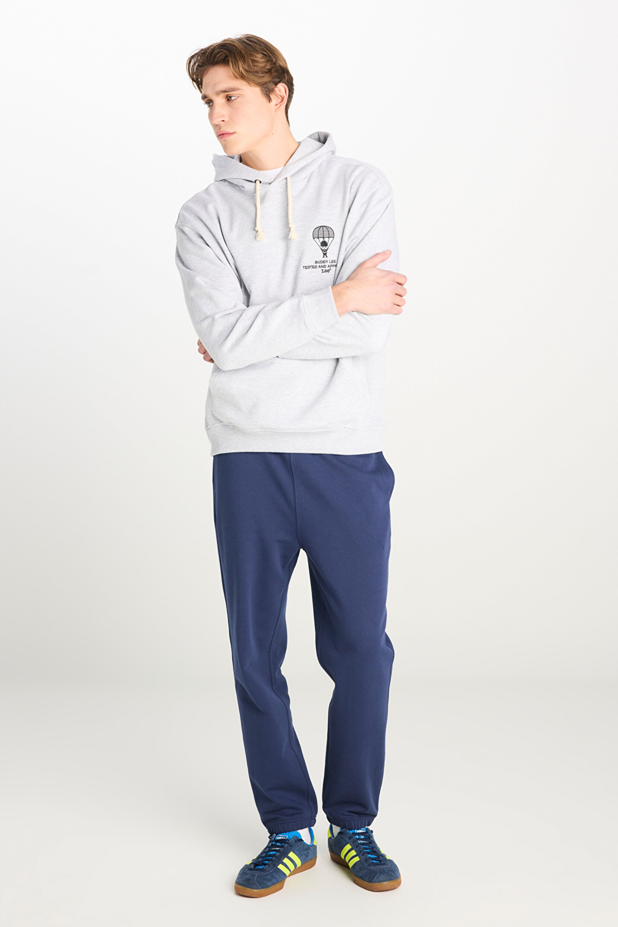Loose Fit Rahat Kesim Kapüşonlu Gri Melanj Sweatshirt - Gray Melange-L251008436 (görsel 3)