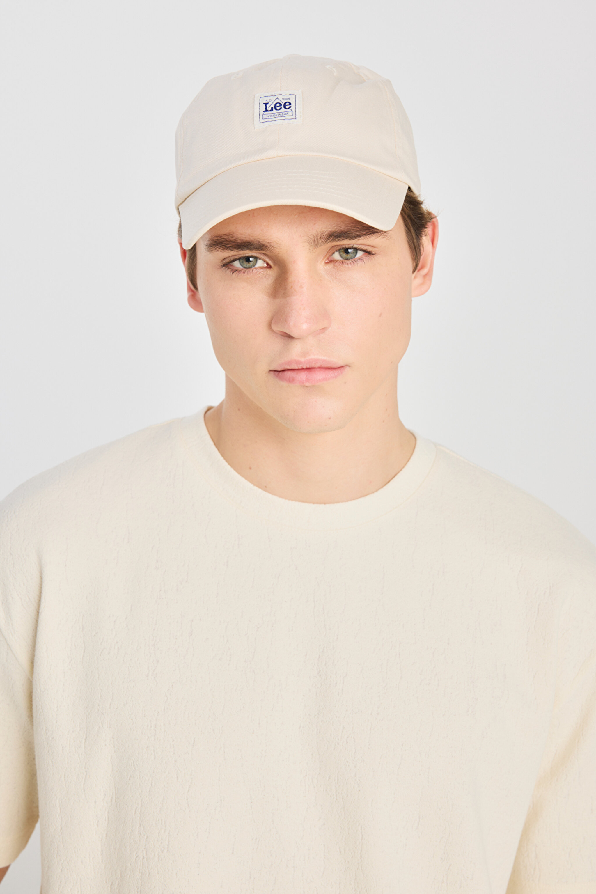 Relaxed Fit Geniş Kesim Bisiklet Yaka Pamuklu Kırık Beyaz Tişört - Off White-L2510271102 (görsel 4)