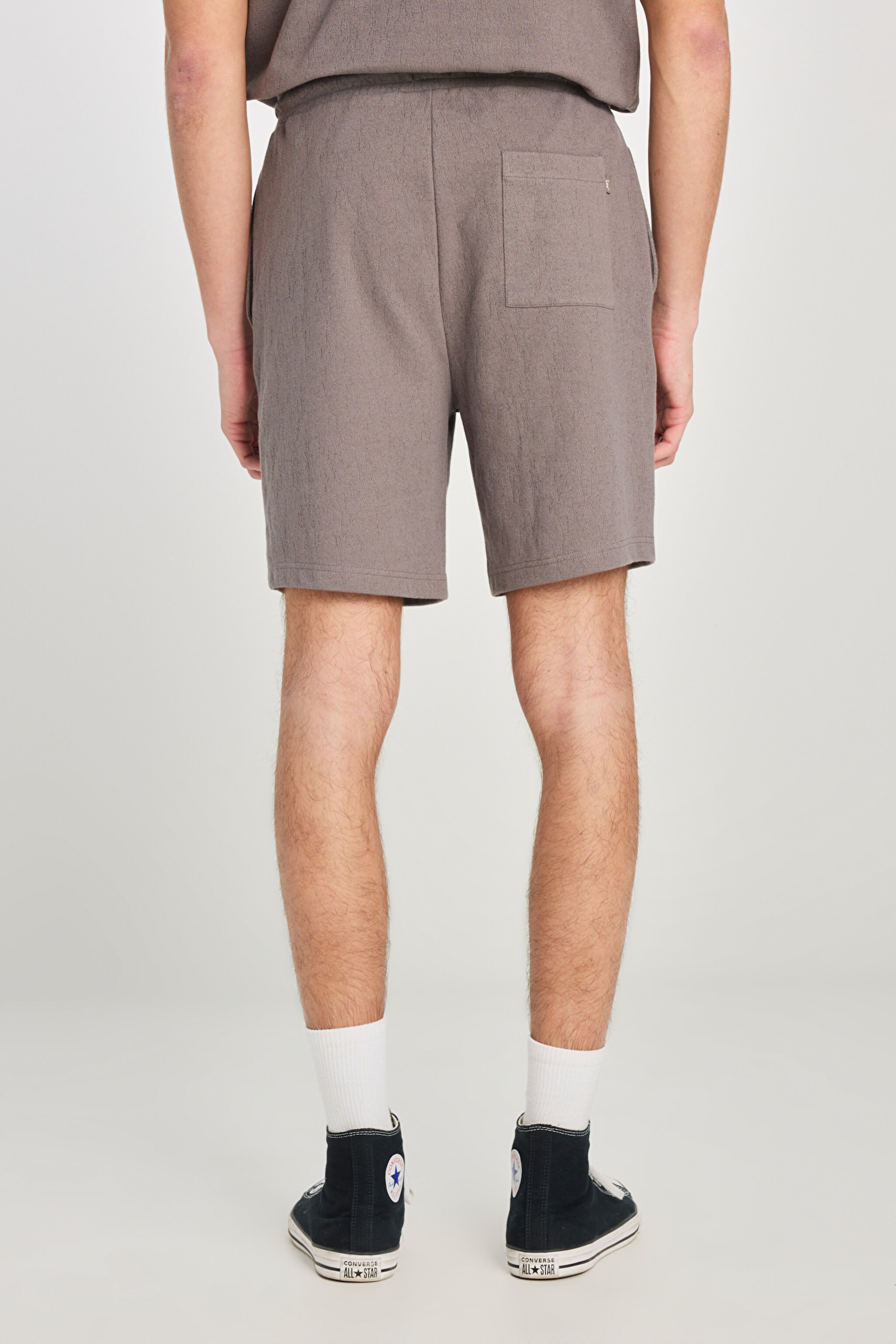 Relaxed Fit Geniş Kesim Normal Bel Pamuklu Gri Sweatşort - Gray-L2510272035 (görsel 4)